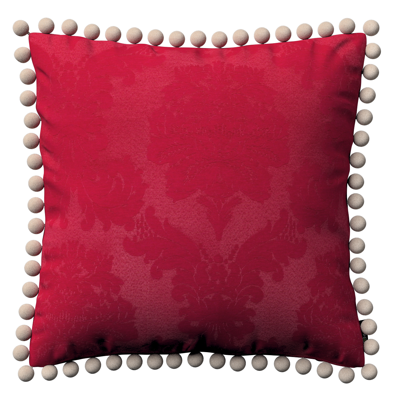 Kissenhülle Wera mit Bommeln, rot , 45 x 45 cm, Damasco (613-13) günstig online kaufen
