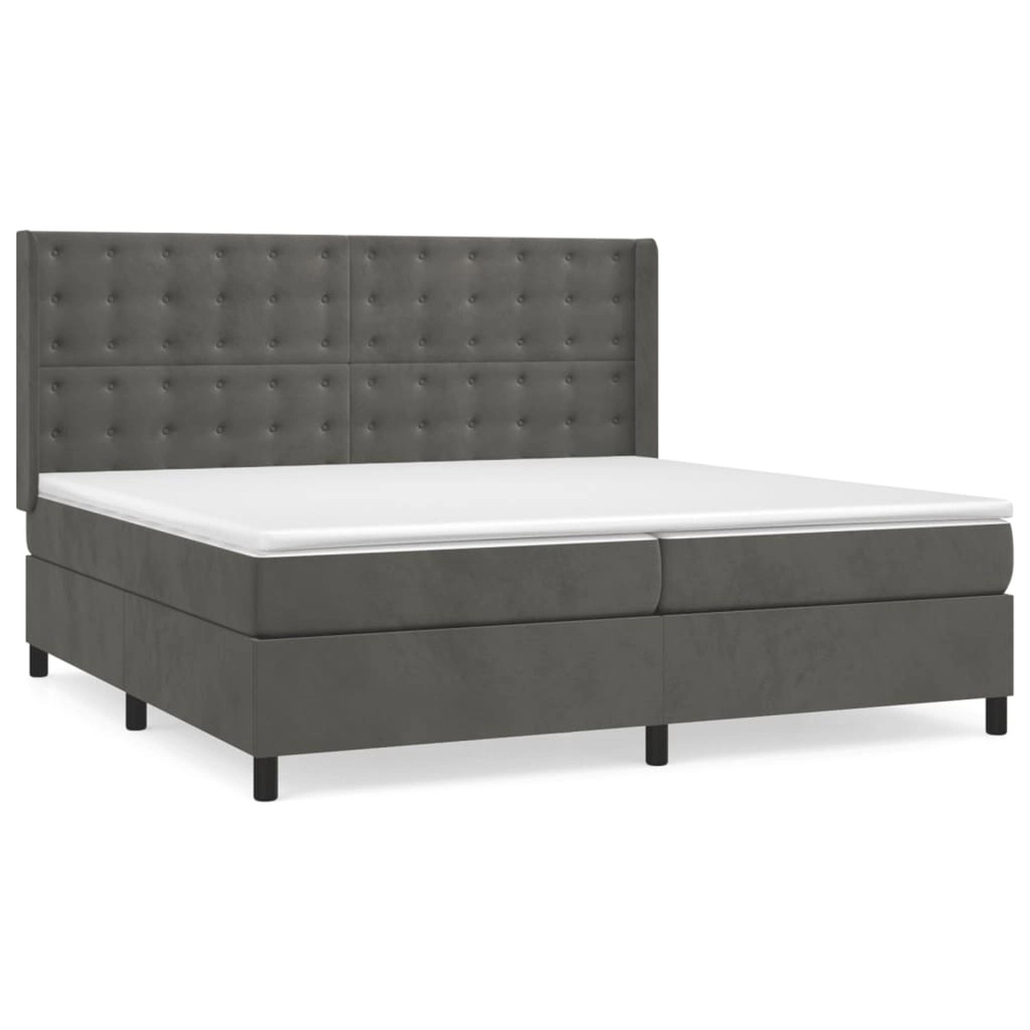 vidaXL Boxspringbett Boxspringbett mit Matratze Dunkelgrau 200x200 cm Samt günstig online kaufen