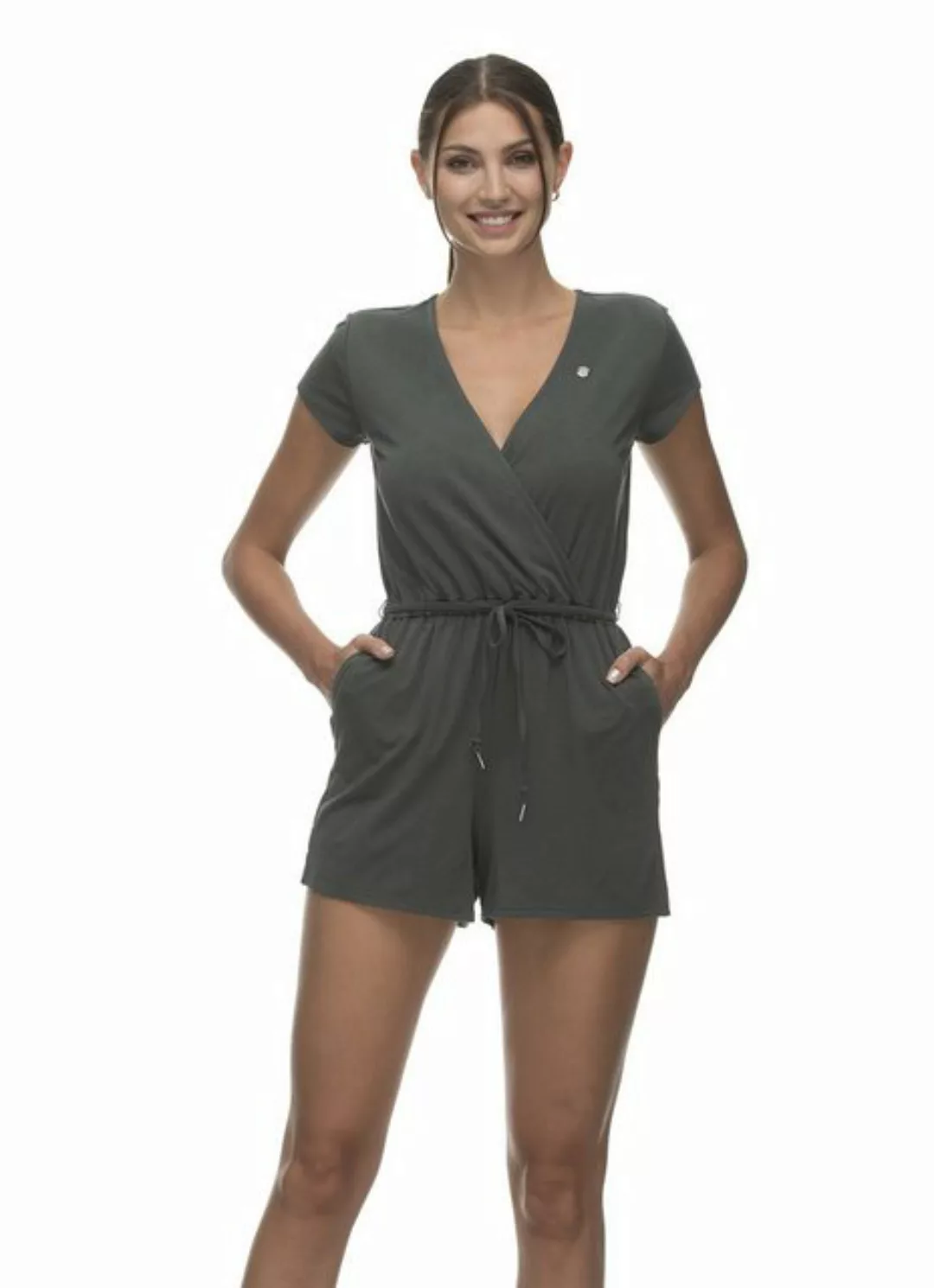 Ragwear Jumpsuit SHARNA Jersey-Overall in Wickeloptik und Bindebandgürtel günstig online kaufen