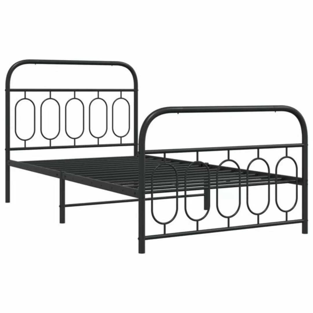 vidaXL Bett Bettgestell mit Kopf- und Fußteil Metall Schwarz 107x203 cm günstig online kaufen