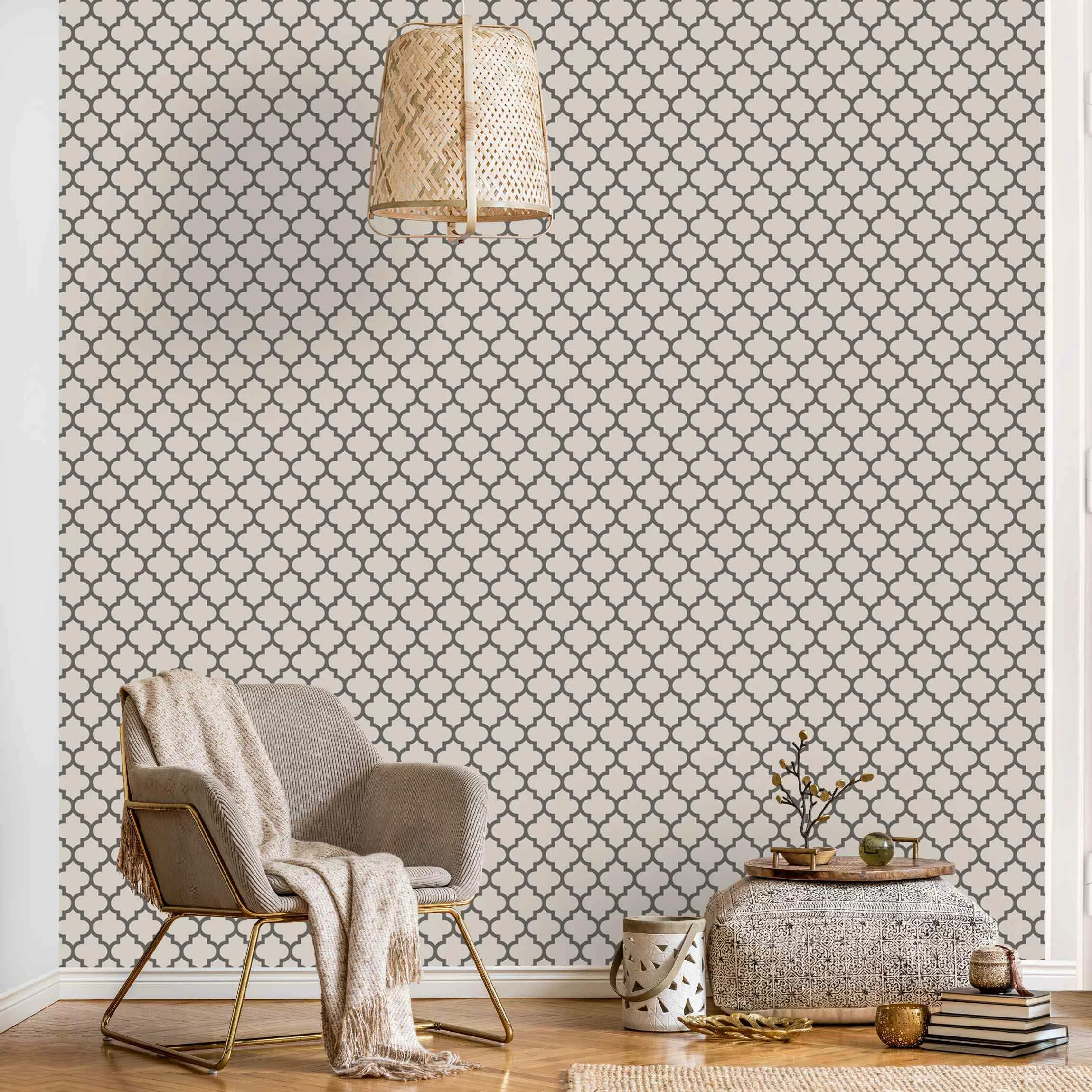 Fototapete Marokkanisches Muster mit Ornamenten Grau günstig online kaufen