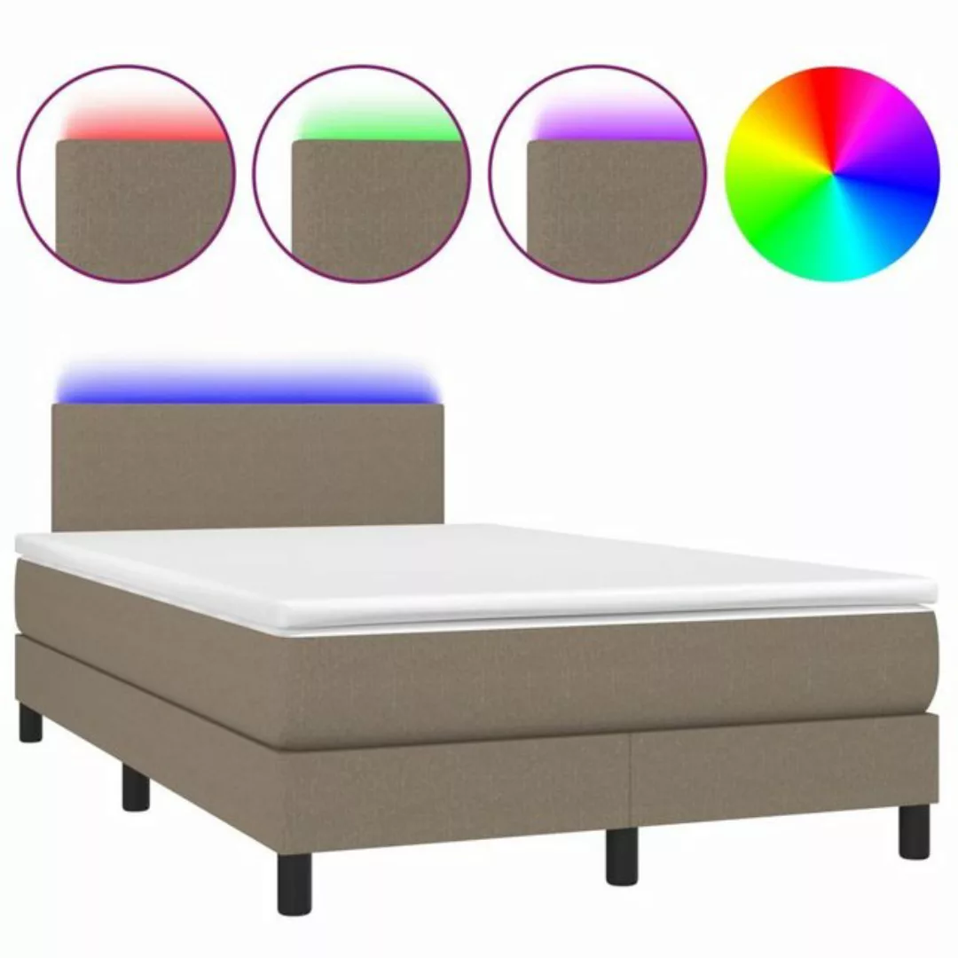 vidaXL Boxspringbett Boxspringbett mit Matratze LED Taupe 120x200 cm Stoff günstig online kaufen