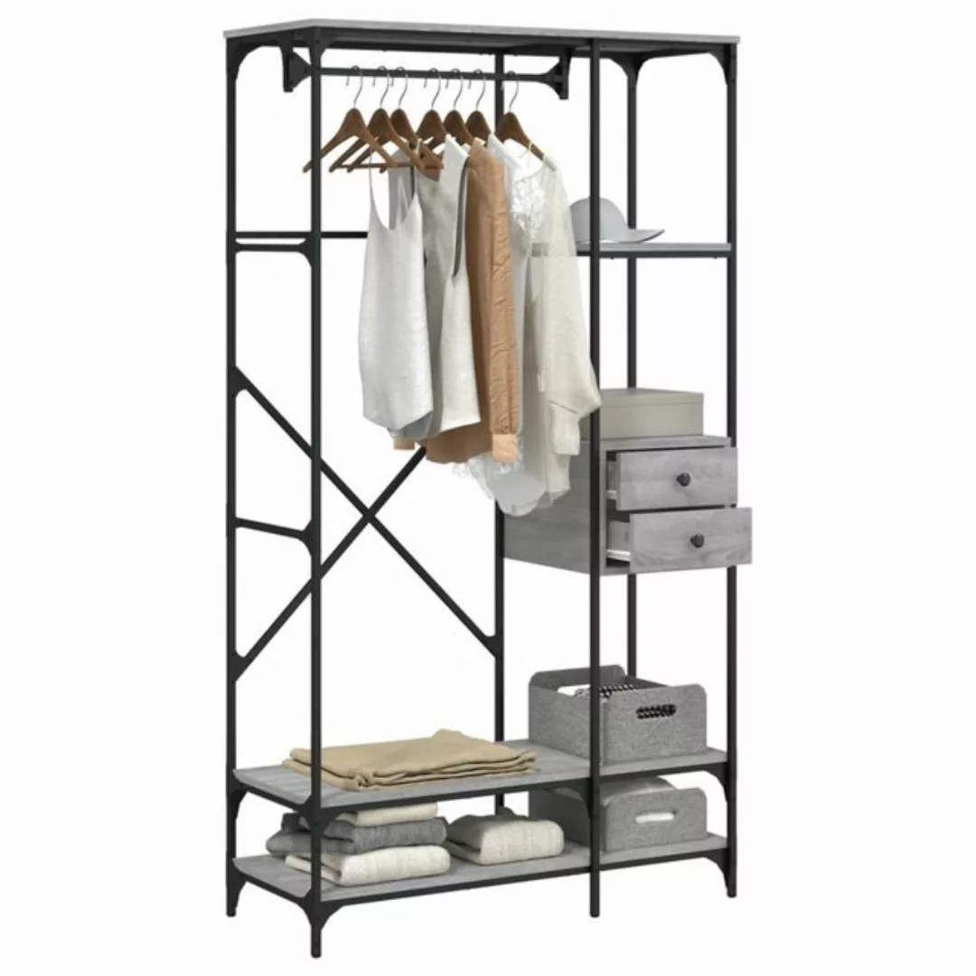 vidaXL Kleiderschrank Kleiderständer mit Schubladen Grau Sonoma 100x40x180 günstig online kaufen