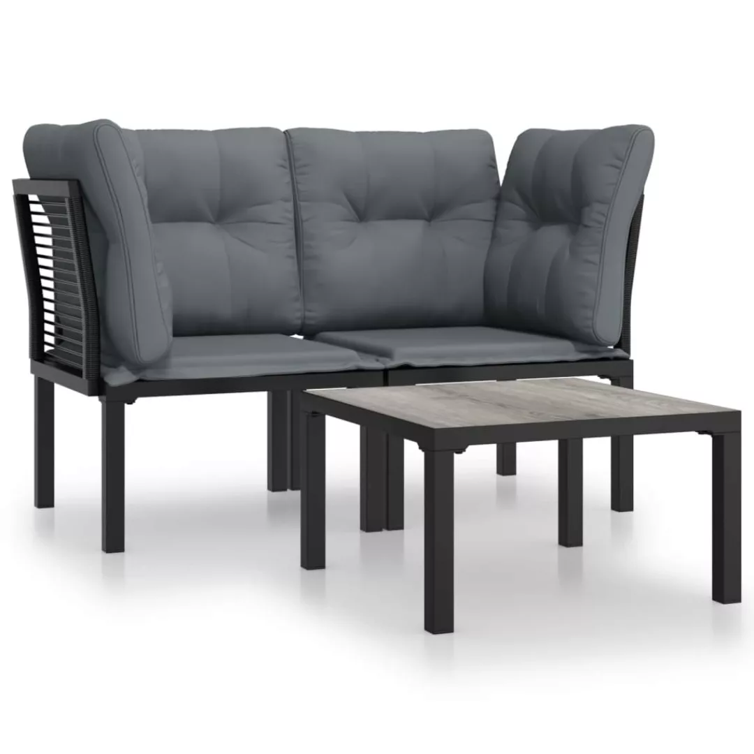 Vidaxl 3-tlg. Garten-lounge-set Schwarz Und Grau Poly Rattan günstig online kaufen