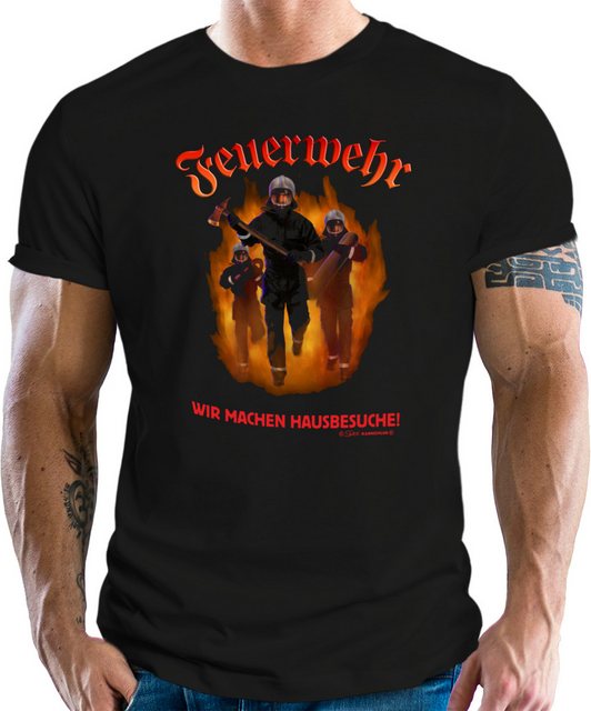 RAHMENLOS® T-Shirt Feuerwehr - wir machen Hausbesuche günstig online kaufen