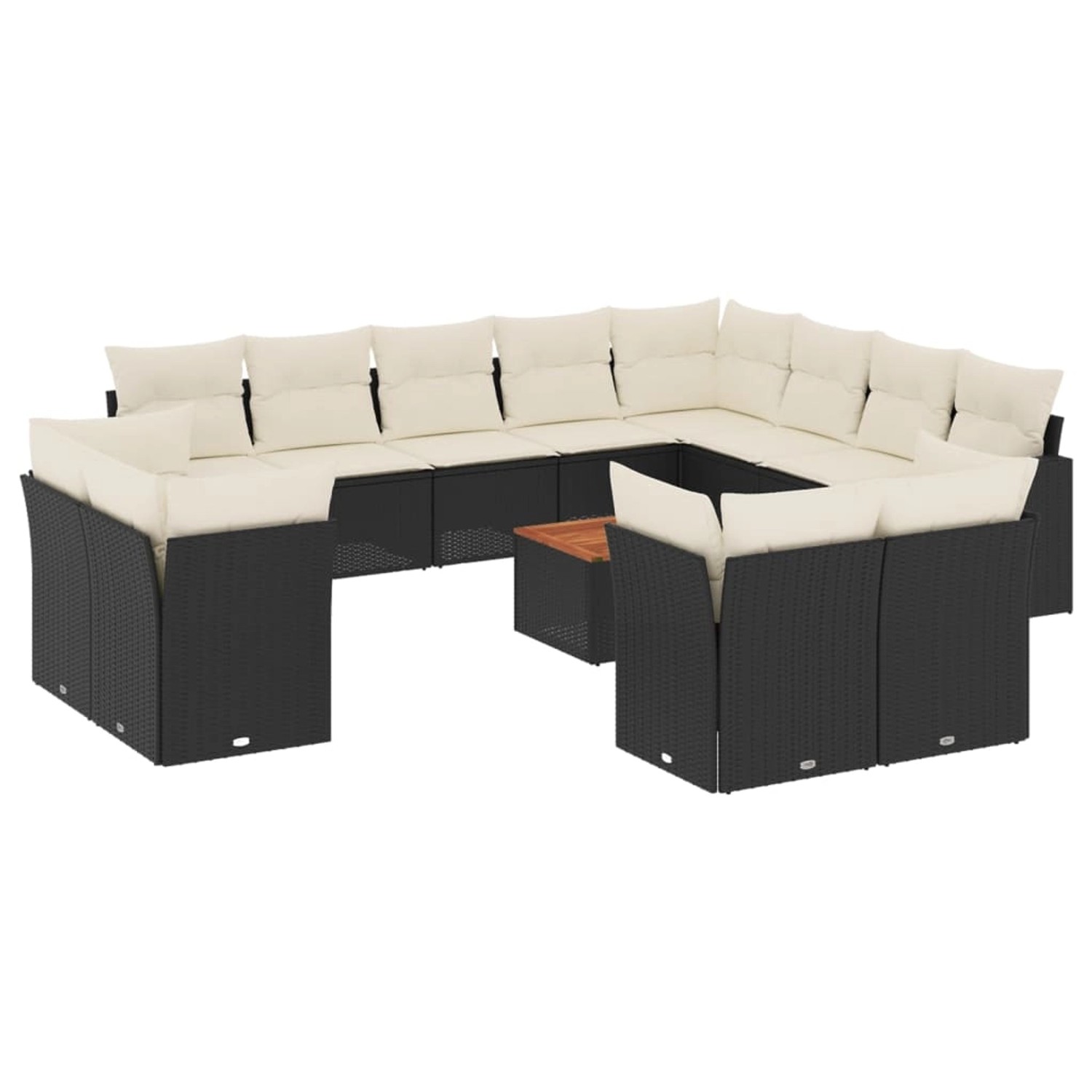 vidaXL 13-Tlg Garten-Sofagarnitur mit Kissen Schwarz Poly Rattan 3256280 günstig online kaufen