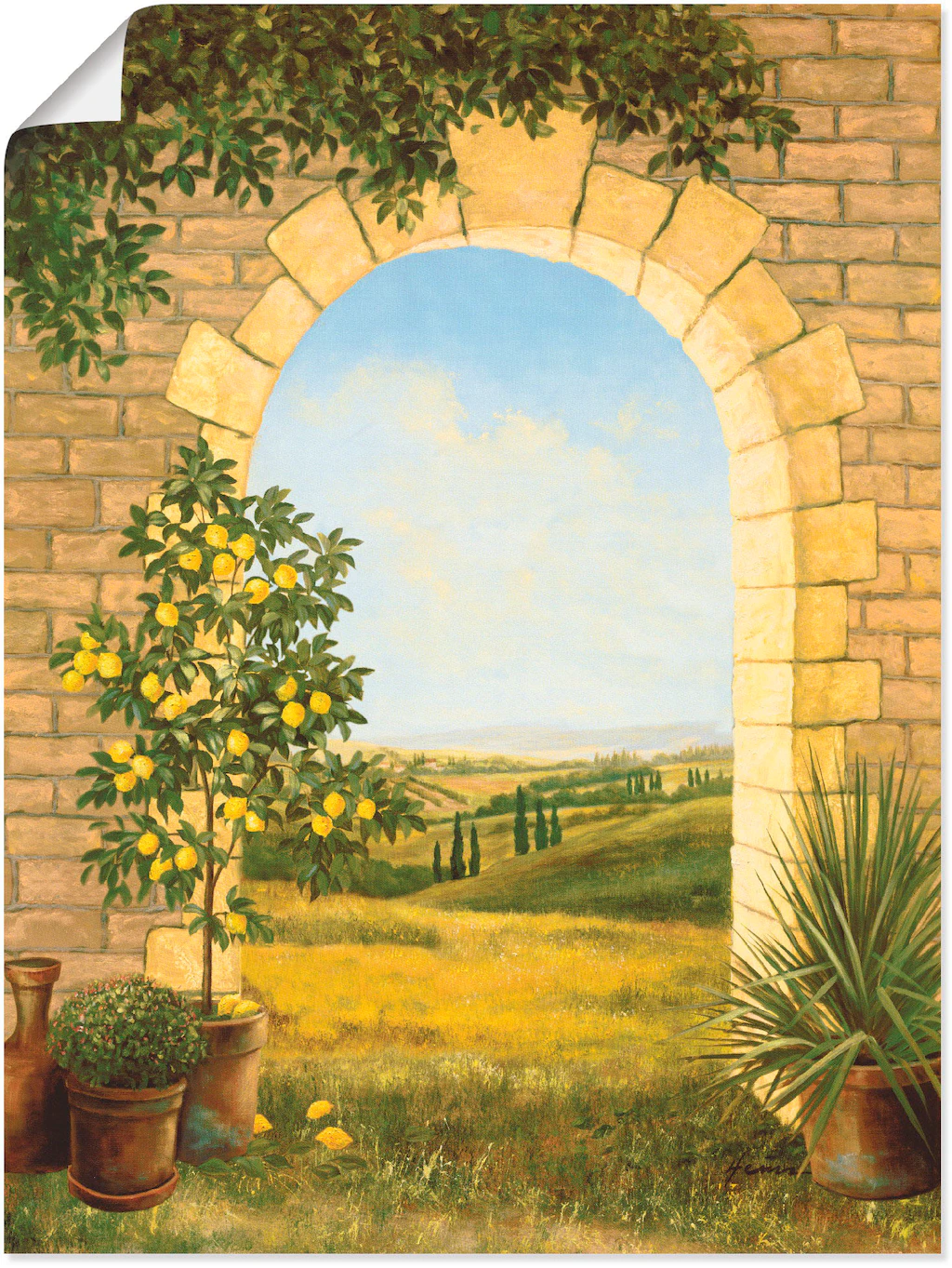 Artland Wandbild "Zitronenbaum vorm Torbogen II", Fensterblick, (1 St.), al günstig online kaufen