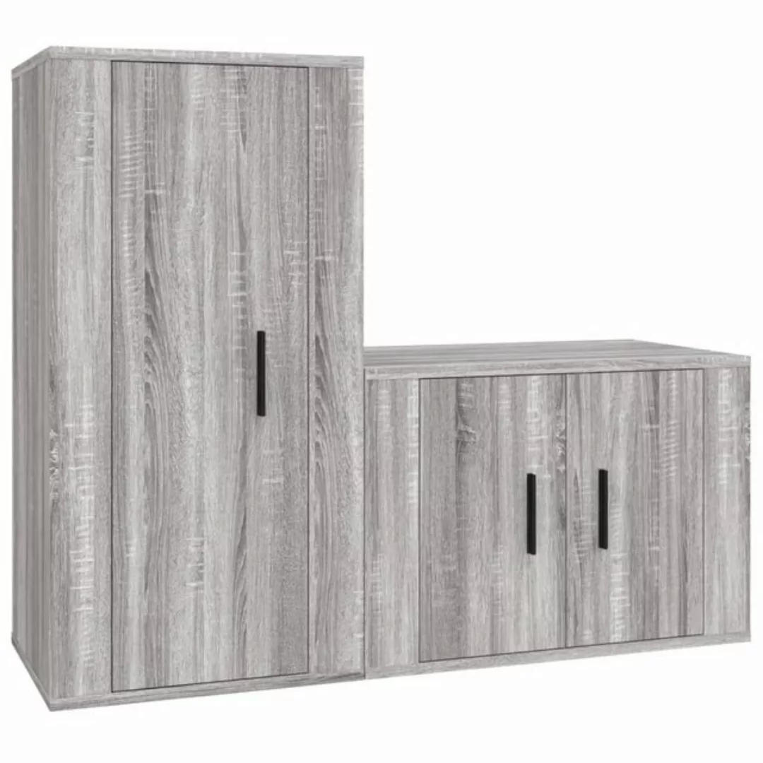 furnicato TV-Schrank 2-tlg. TV-Schrank-Set Grau Sonoma Holzwerkstoff (1-St) günstig online kaufen