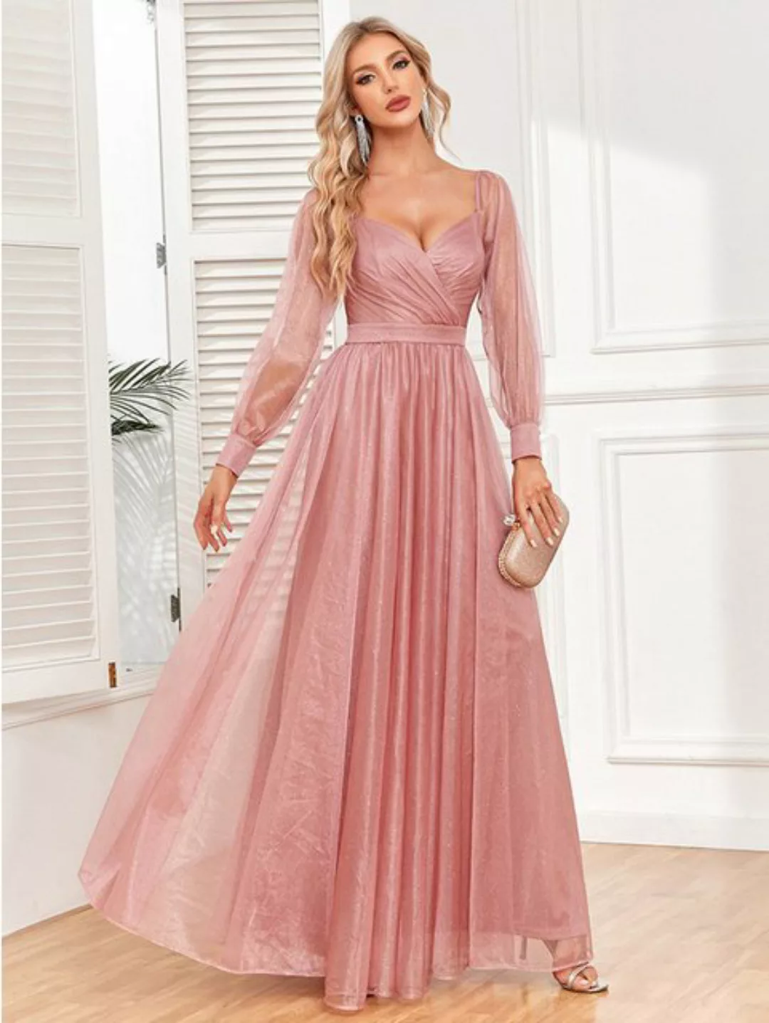 ZWY Abendkleid Elegantes, langärmliges, rückenfreies Abendkleid mit Glitzer günstig online kaufen
