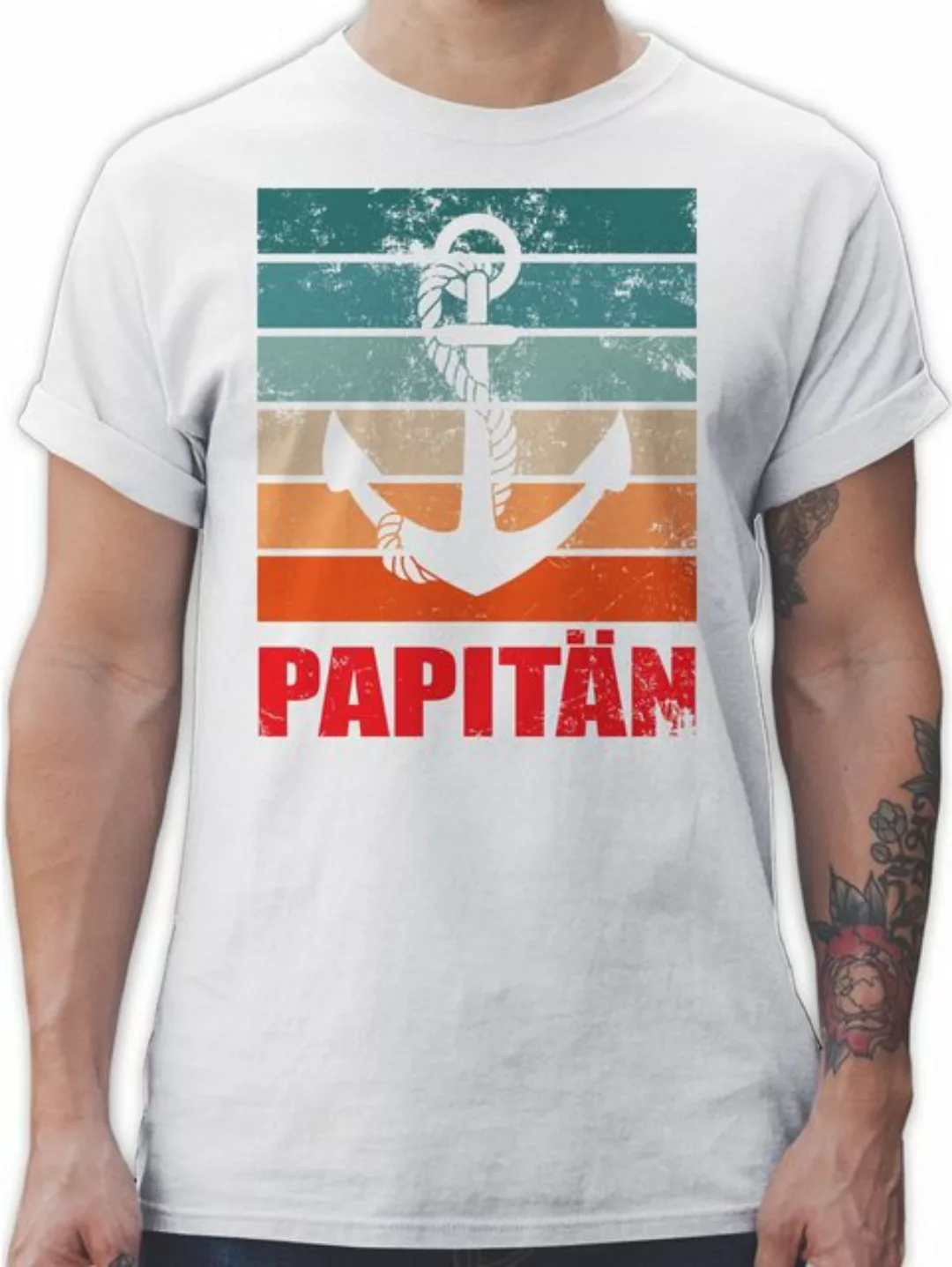 Shirtracer T-Shirt Papitän Papa Kapitän Geschenk für Bootsfahrer Vatertag G günstig online kaufen