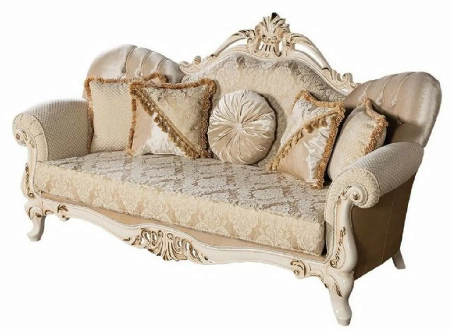 Casa Padrino Sofa Luxus Barock Sofa Gold / Creme / Gold - Prunkvolles Wohnz günstig online kaufen