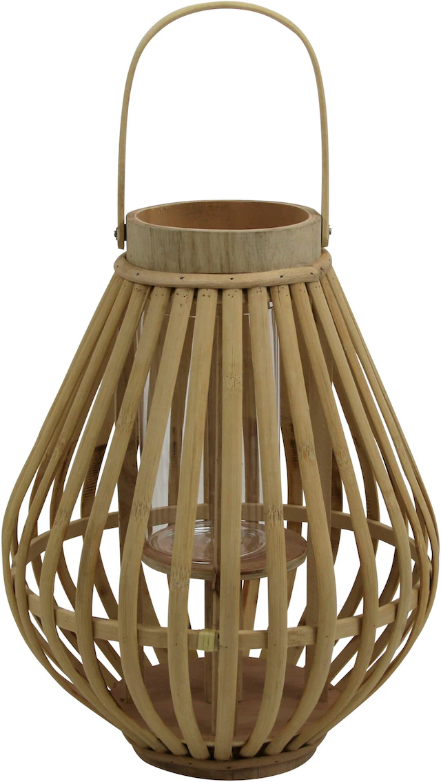 AM Design Kerzenlaterne »Kerzenhalter mit Henkel, aus Bambus und Glas«, (1 günstig online kaufen