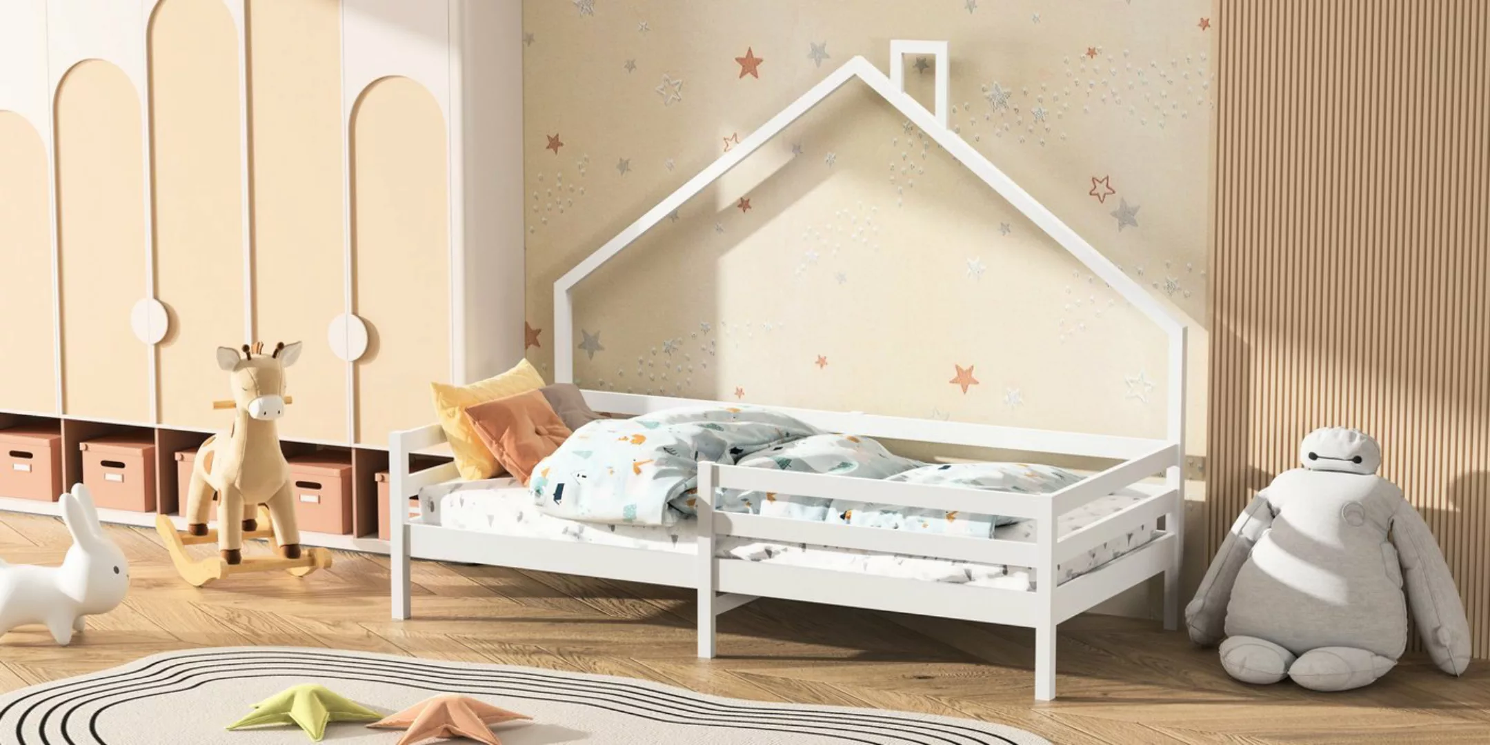 Romance Hausbett Kinderbett Massivholzbett Bettgestell, Kindereinzelbett mi günstig online kaufen