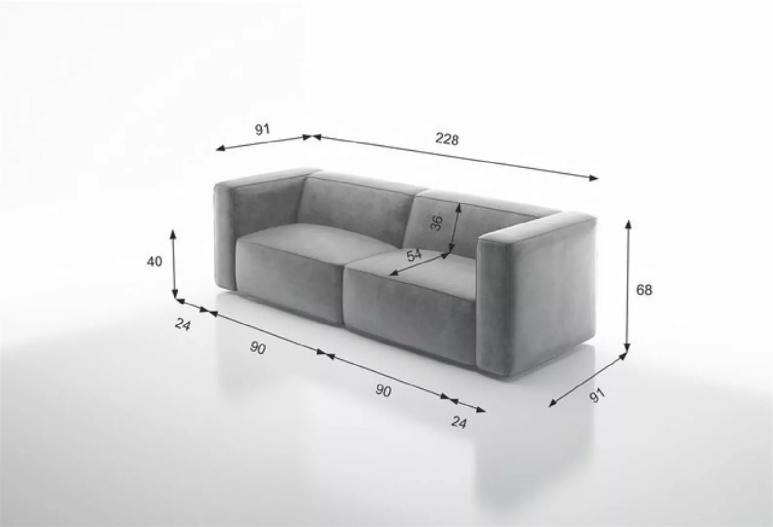 Fun Möbel Sofa Designersofa HELMER 2-Sitzer in Stoff Pola, Rundumbezug günstig online kaufen