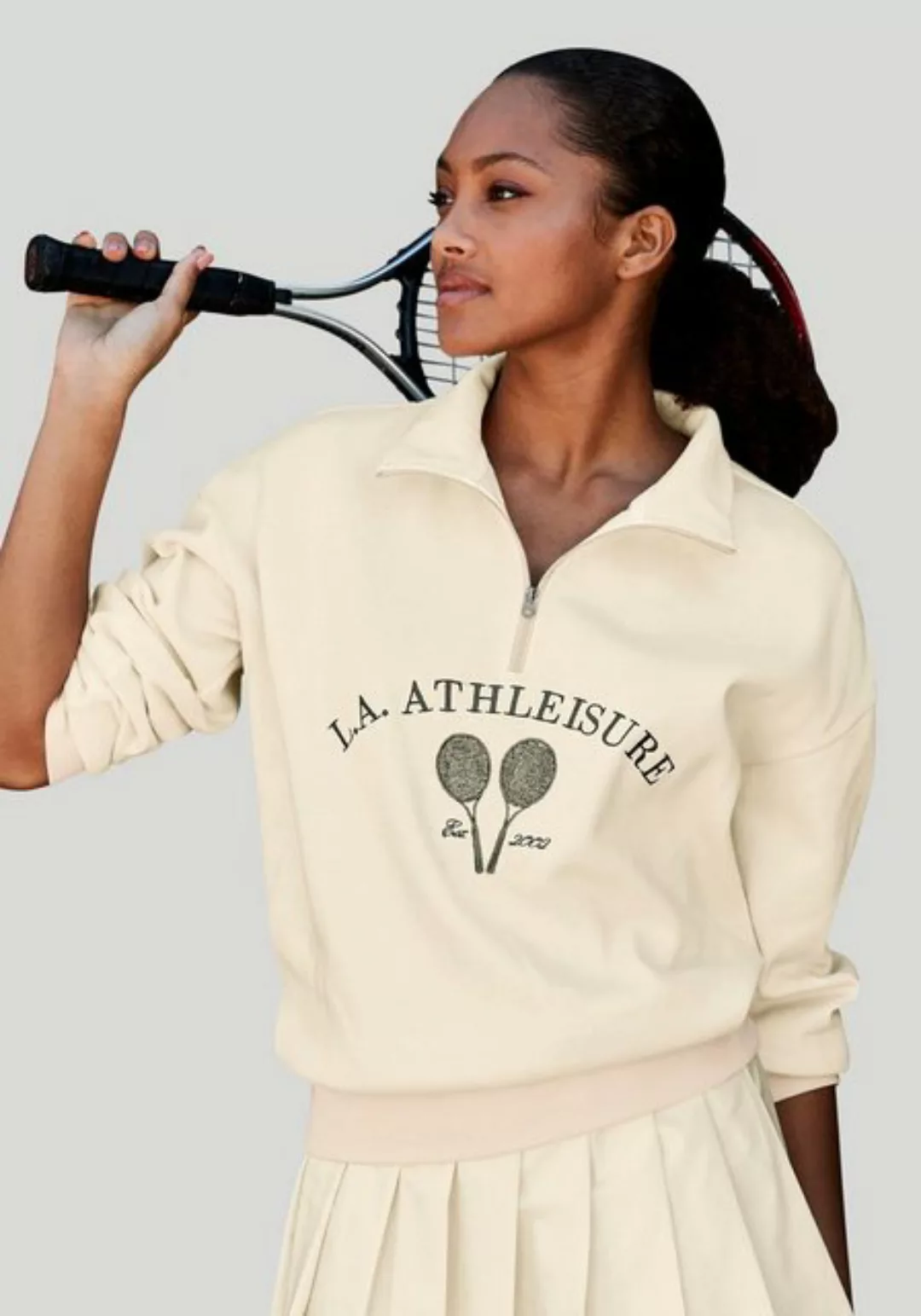LASCANA ACTIVE Sweatshirt Tennis mit Stehkragen und Reißverschluss günstig online kaufen