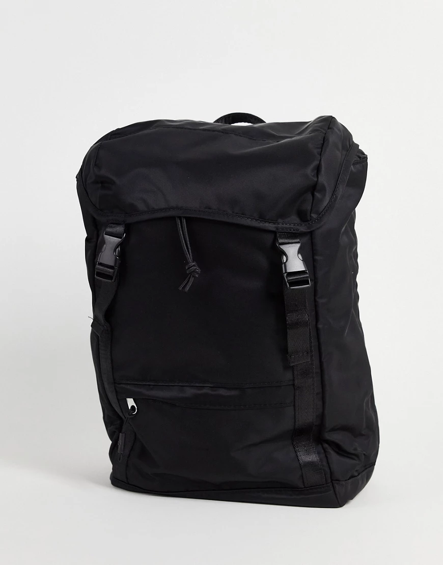 ASOS DESIGN – Nylon-Rucksack in Schwarz mit Doppelriemen günstig online kaufen