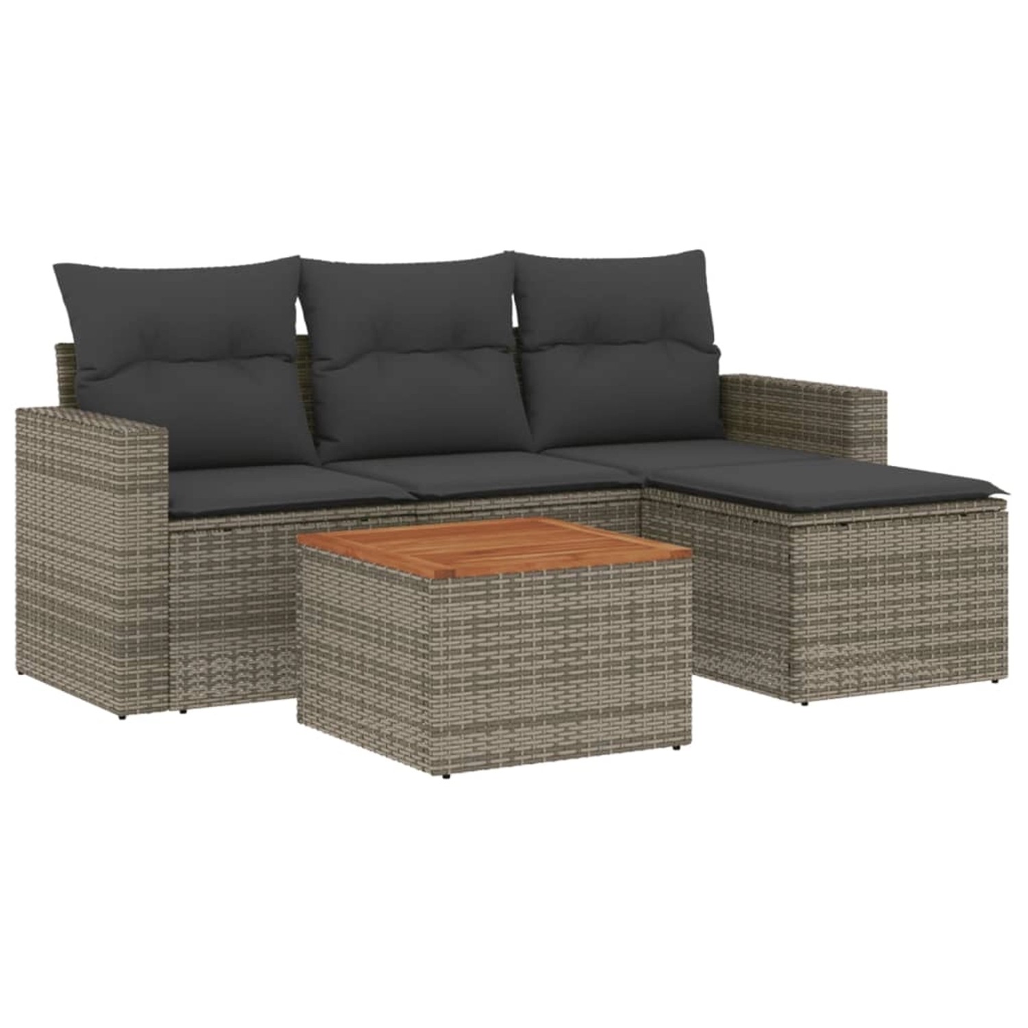 vidaXL 5-tlg Garten-Sofagarnitur mit Kissen Grau Poly Rattan Modell 27 günstig online kaufen