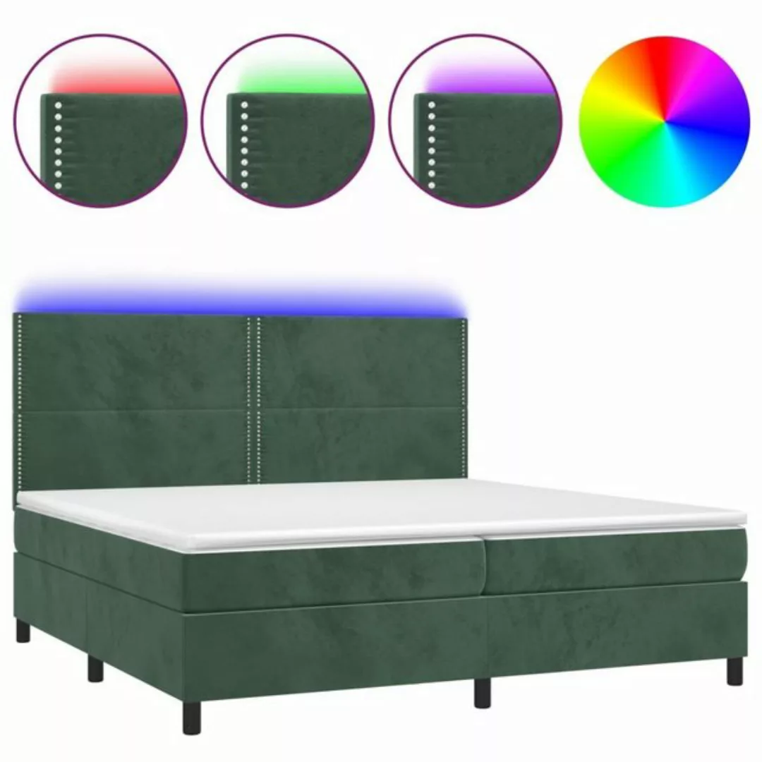 vidaXL Boxspringbett Boxspringbett mit Matratze LED Dunkelgrün 200x200 cm S günstig online kaufen