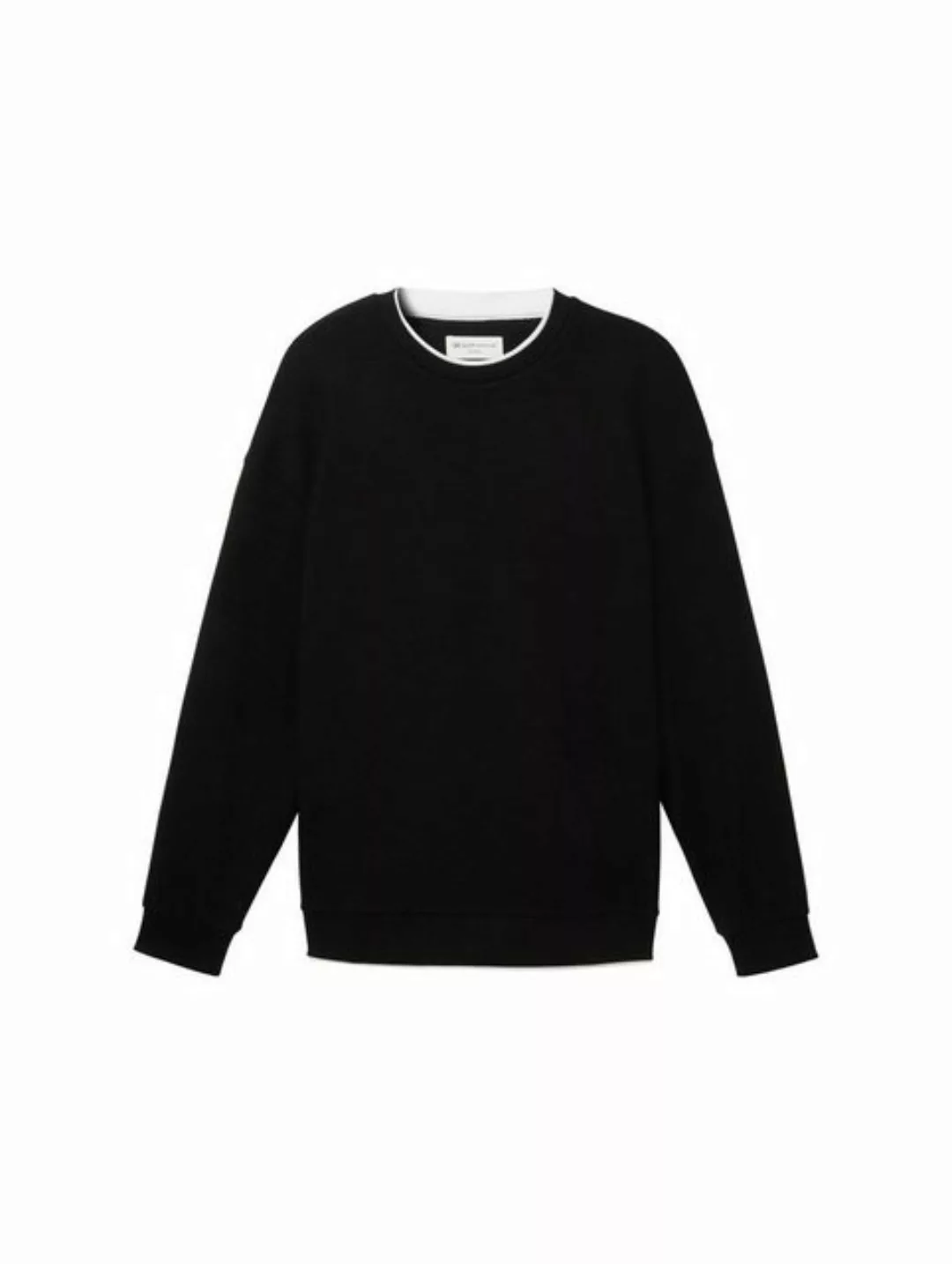 TOM TAILOR Denim Sweatshirt relaxed 2in1 structured sweat, Black günstig online kaufen