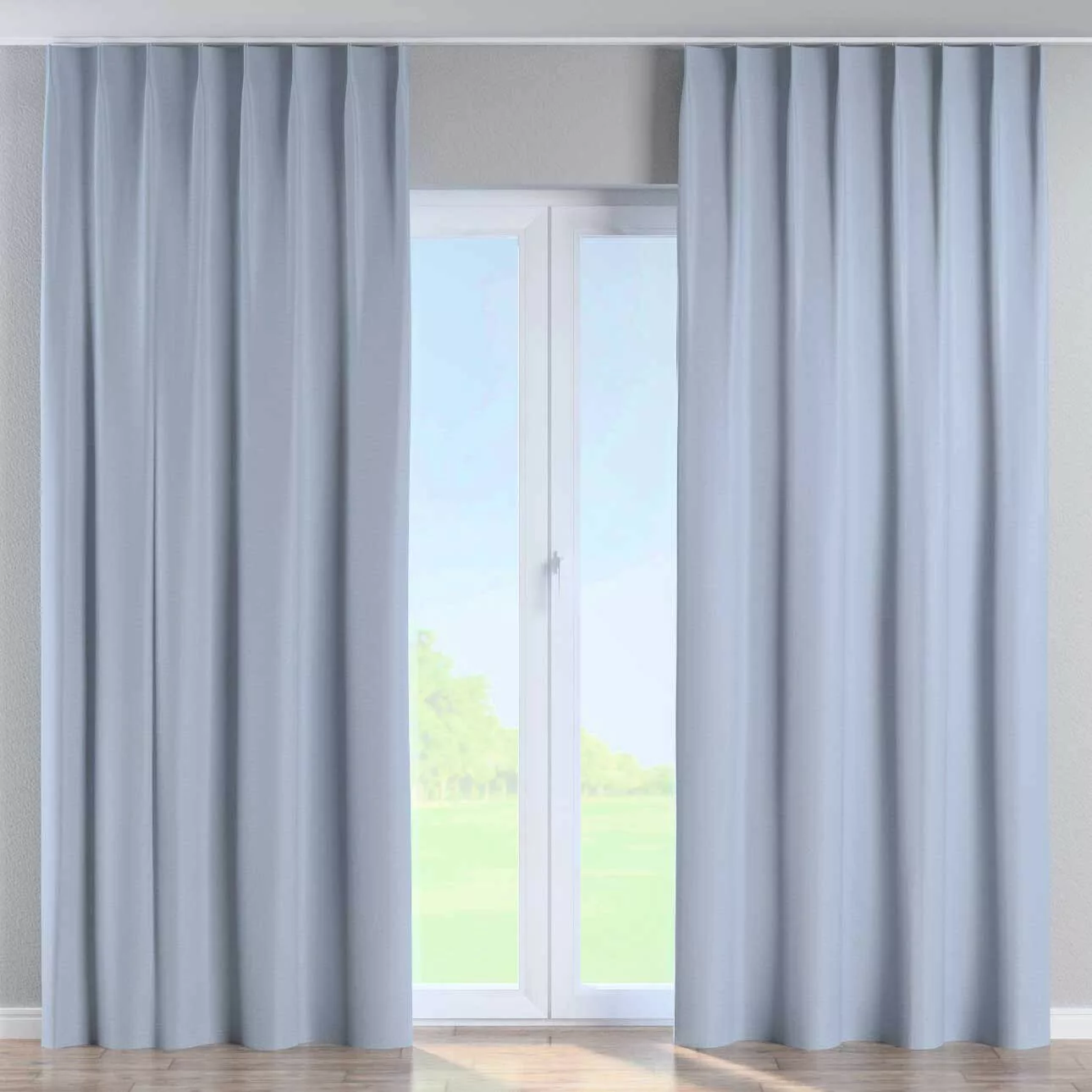Vorhang mit flämischen 1-er Falten, pastellblau, Blackout (verdunkelnd) (26 günstig online kaufen