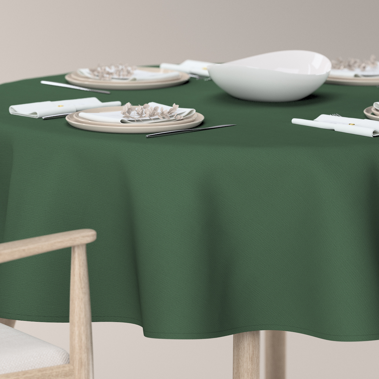 Runde Tischdecke, waldgrün, Cotton Panama (702-06) günstig online kaufen
