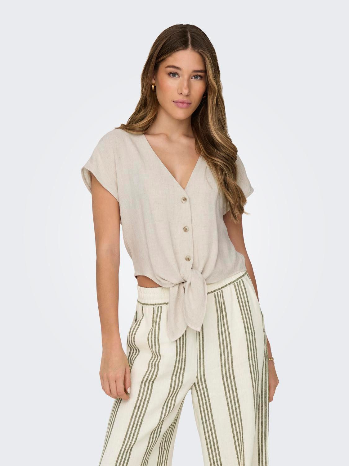 ONLY Kurzarmbluse ONLSIESTA SS KNOT LIN günstig online kaufen