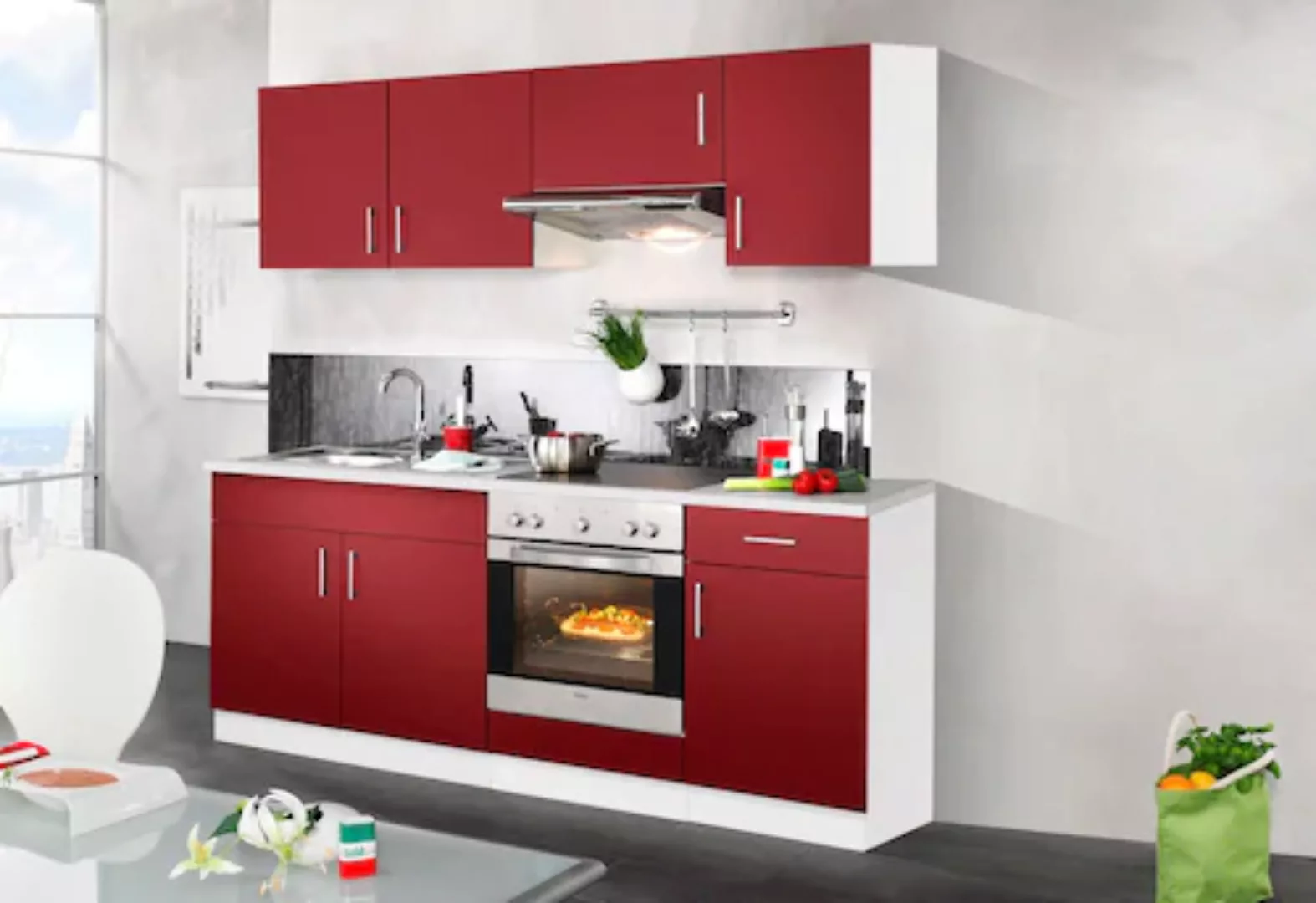 wiho Küchen Küchenzeile "Valencia", mit E-Geräten, Breite 210 cm günstig online kaufen