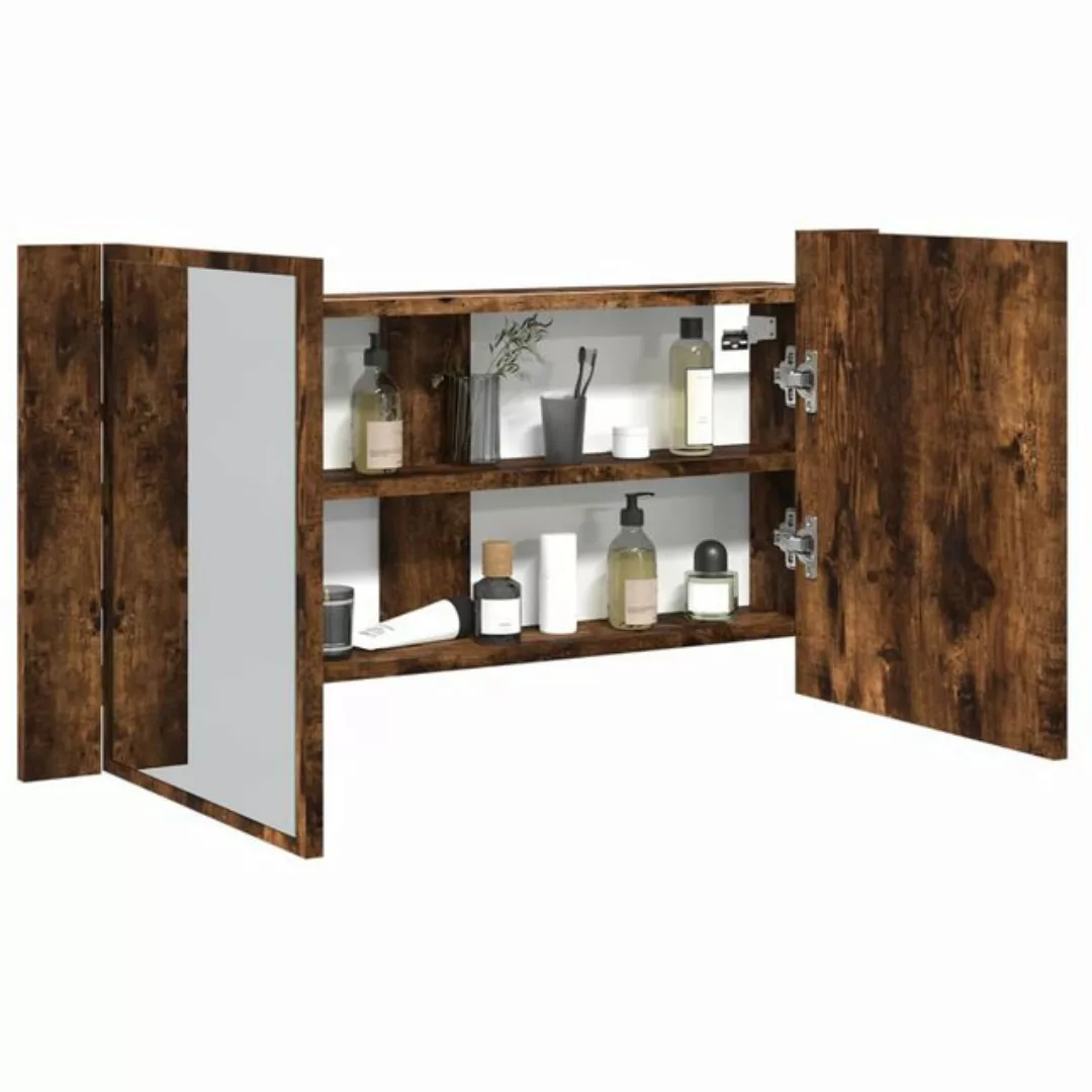 vidaXL Spiegelschrank LED-Spiegelschrank Räuchereiche 90x12x45 cm Acryl günstig online kaufen