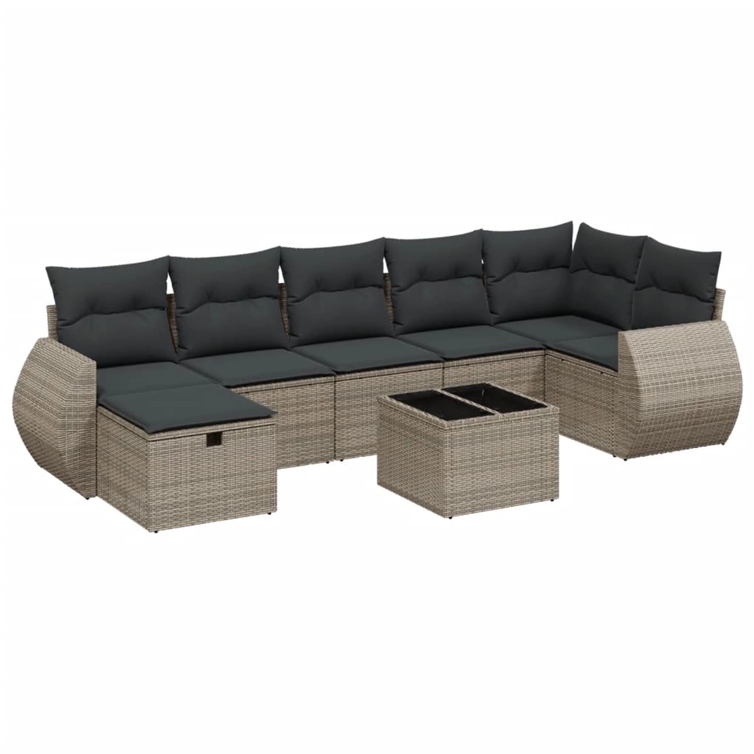 vidaXL 8-Tlg Garten-Sofagarnitur mit Kissen Grau Poly Rattan 3264136 günstig online kaufen