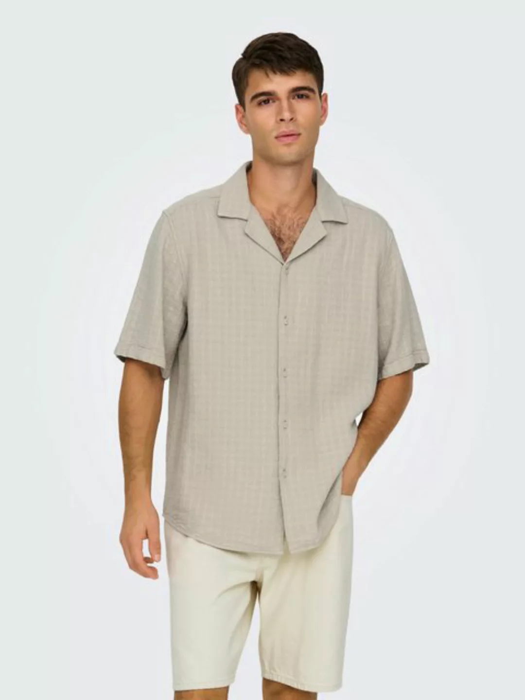 ONLY & SONS Kurzarmhemd ONSLATHAM RLXSS RESORT LINEN STRUC 0257 günstig online kaufen