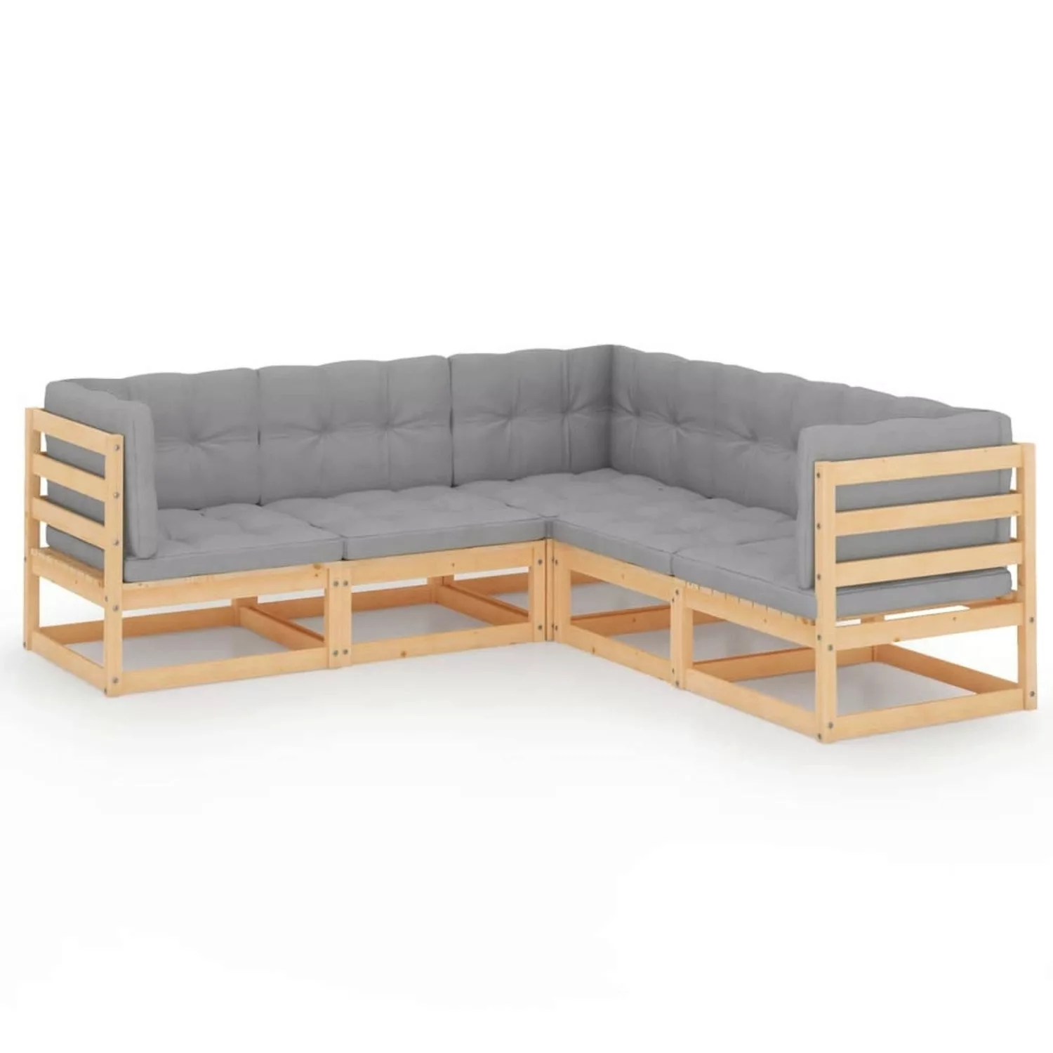 5-tlg. Garten-lounge-set Mit Kissen Kiefer Massivholz günstig online kaufen