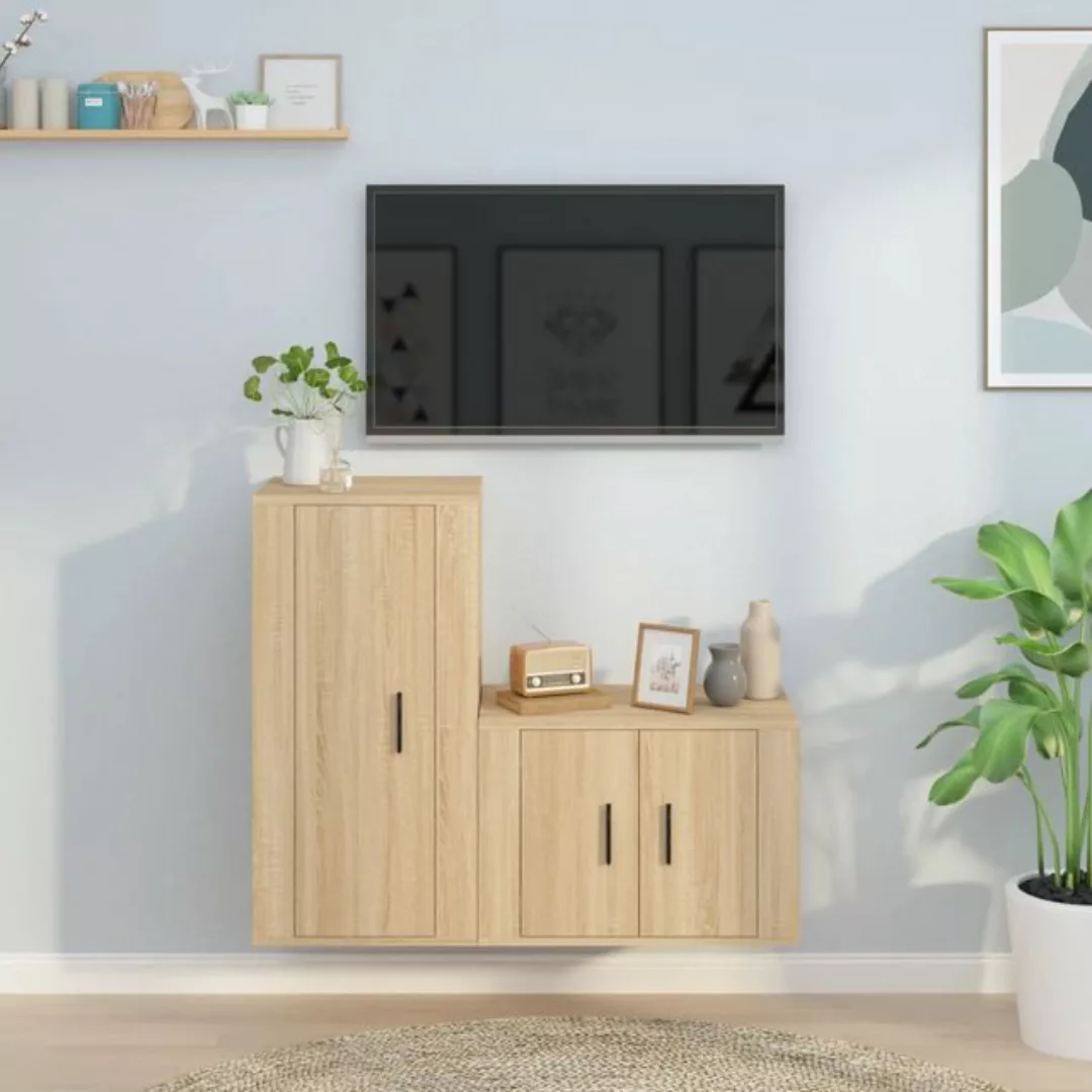 vidaXL TV-Schrank 2-tlg TV-Schrank-Set Sonoma-Eiche Spanplatte günstig online kaufen