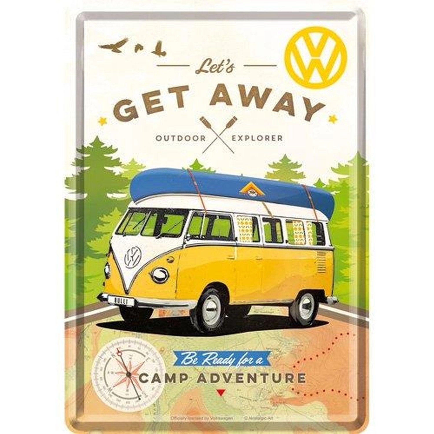 Nostalgic-Art Blechpostkarte - Volkswagen - VW Bulli - Let's Get Away! günstig online kaufen