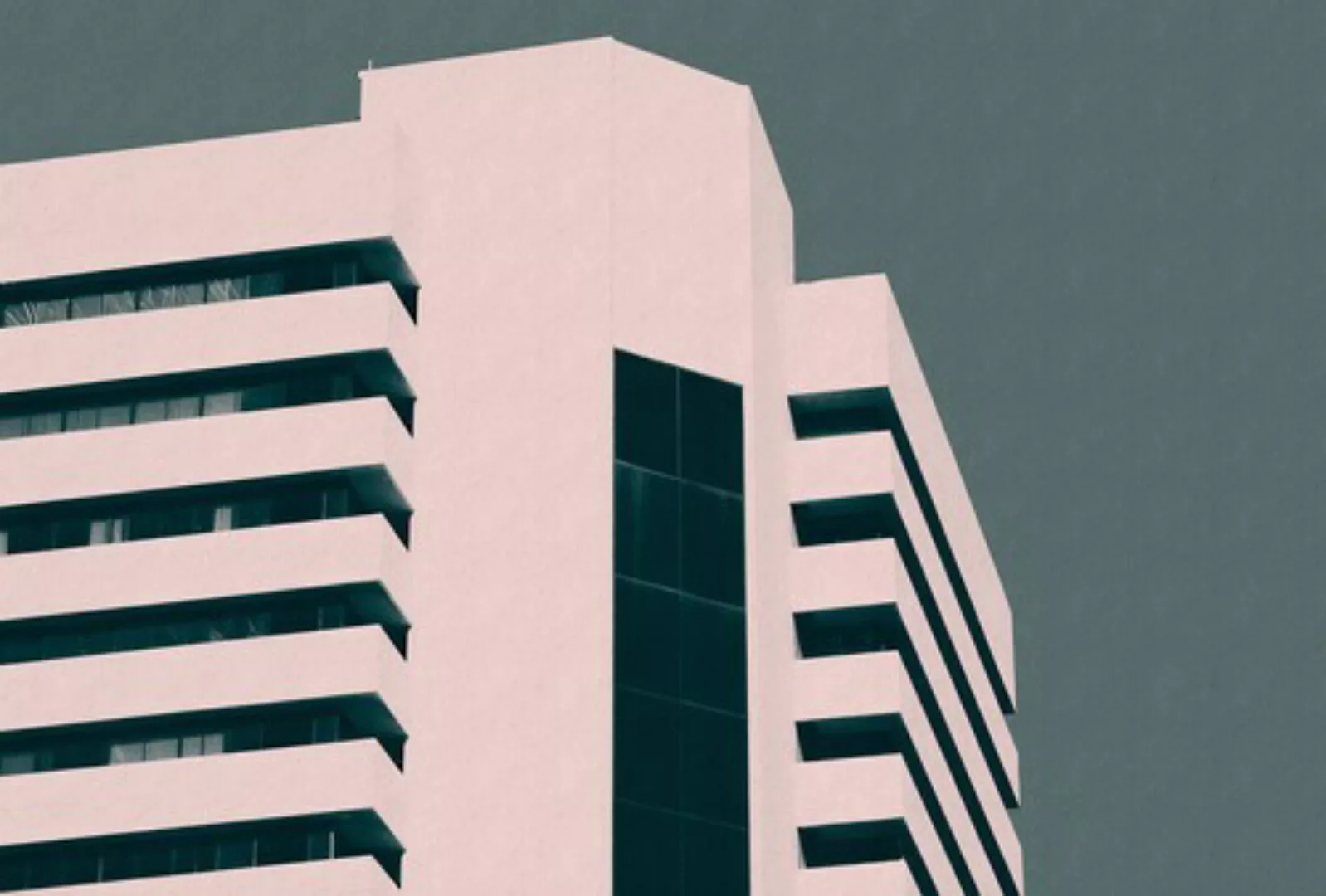 Fototapete  3D Skyscraper Blau Rosa Schwarz 4,00m x 2,70m FSC® günstig online kaufen