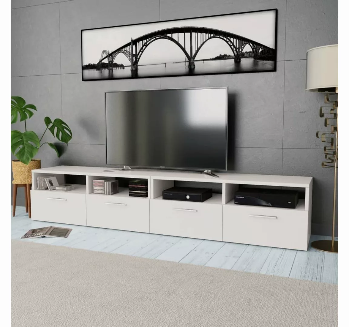 furnicato TV-Schrank 2 Stk. TV-Schränke Holzwerkstoff 95x35x36 cm Weiß günstig online kaufen