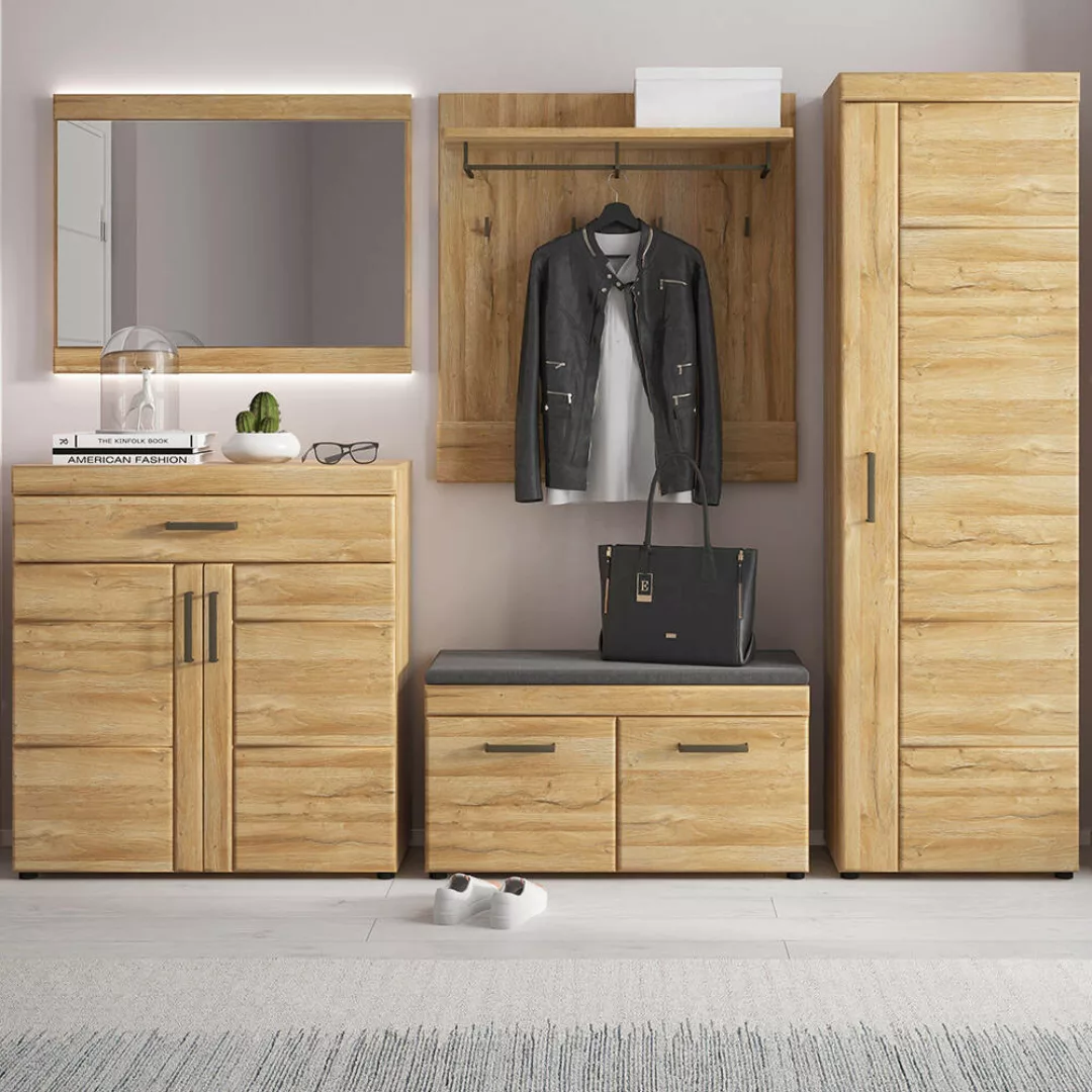 Garderobenmöbel Komplett Set, 5-teilig, in Grandson Eiche Nb. CARIATI-129, günstig online kaufen