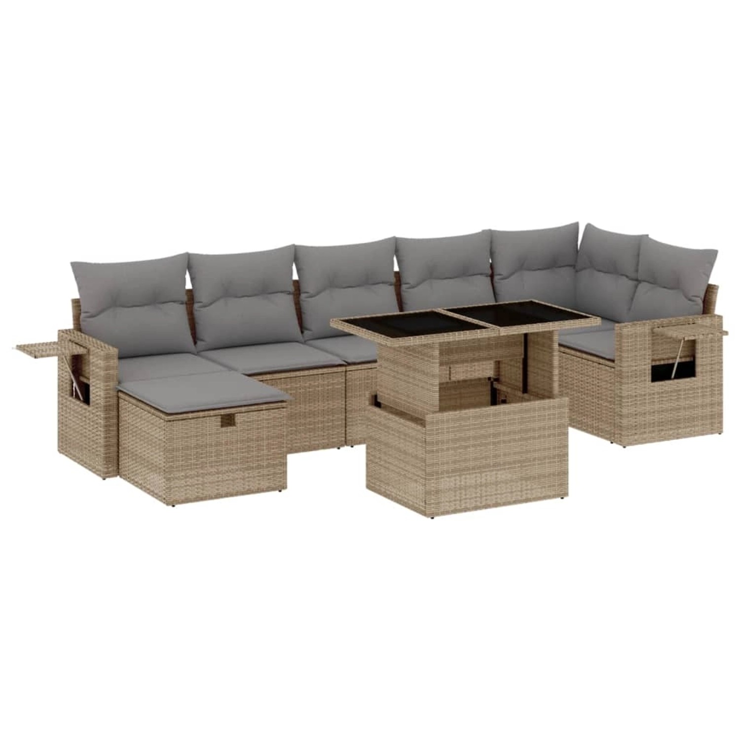 vidaXL 8-tlg Garten-Sofagarnitur mit Kissen Beige Poly Rattan Modell 329 günstig online kaufen