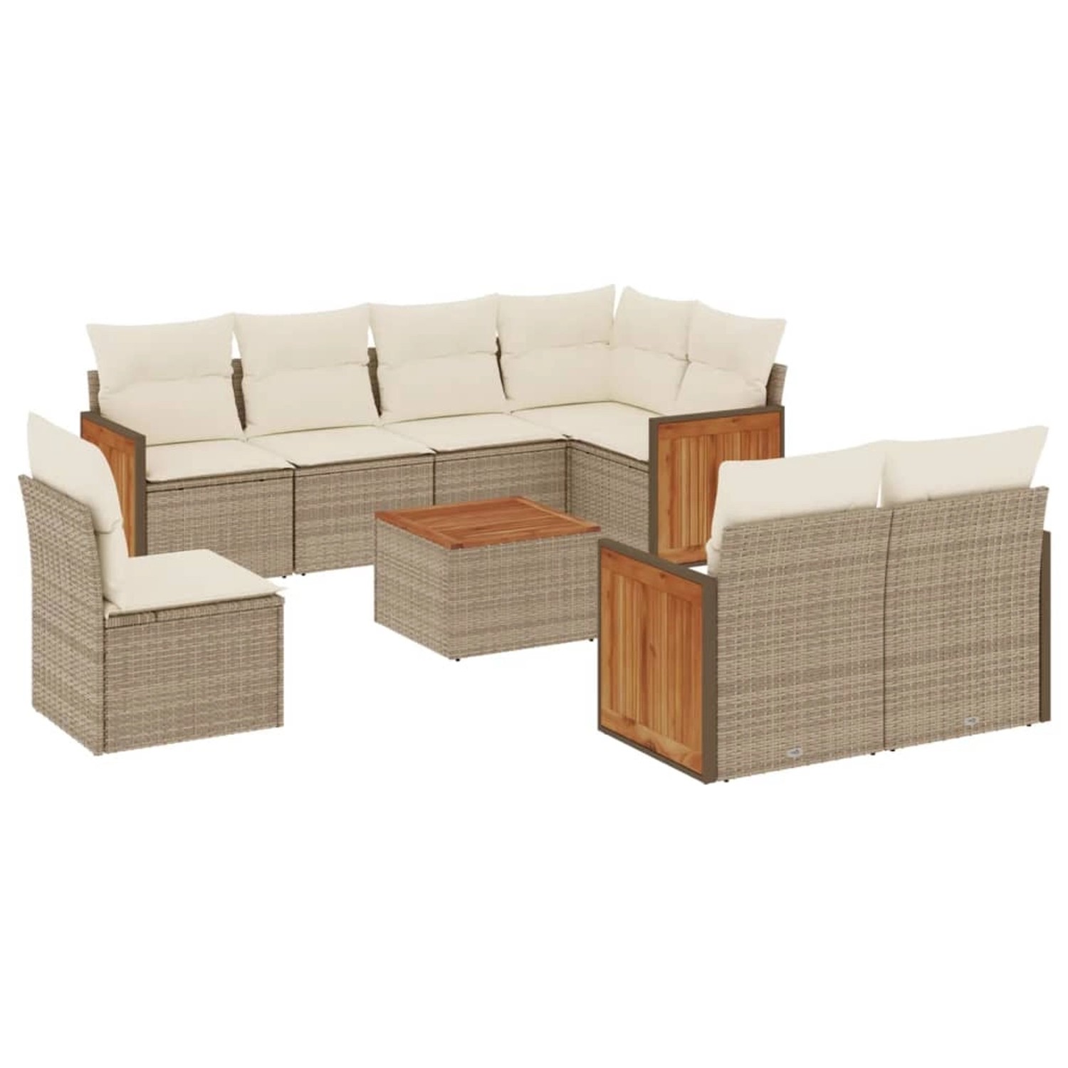 vidaXL 9-Tlg Garten-Sofagarnitur mit Kissen Beige Poly Rattan 3227850 günstig online kaufen