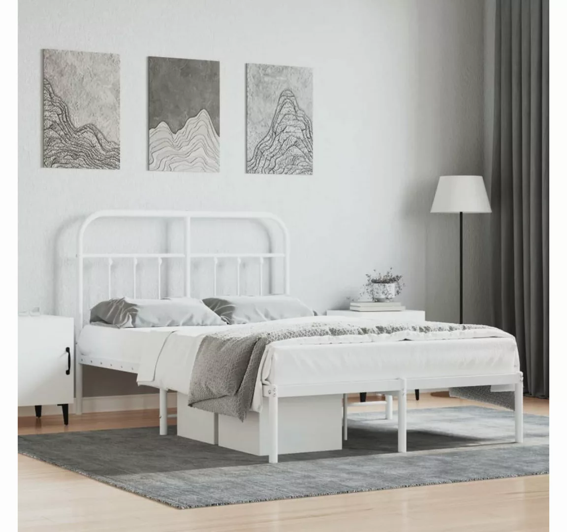 furnicato Bett Bettgestell mit Kopfteil Metall Weiß 120x200 cm günstig online kaufen