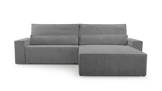 MOEBLO Ecksofa aus Cord DENVER L, Ottomane beidseitig montierbar Couch Cord günstig online kaufen
