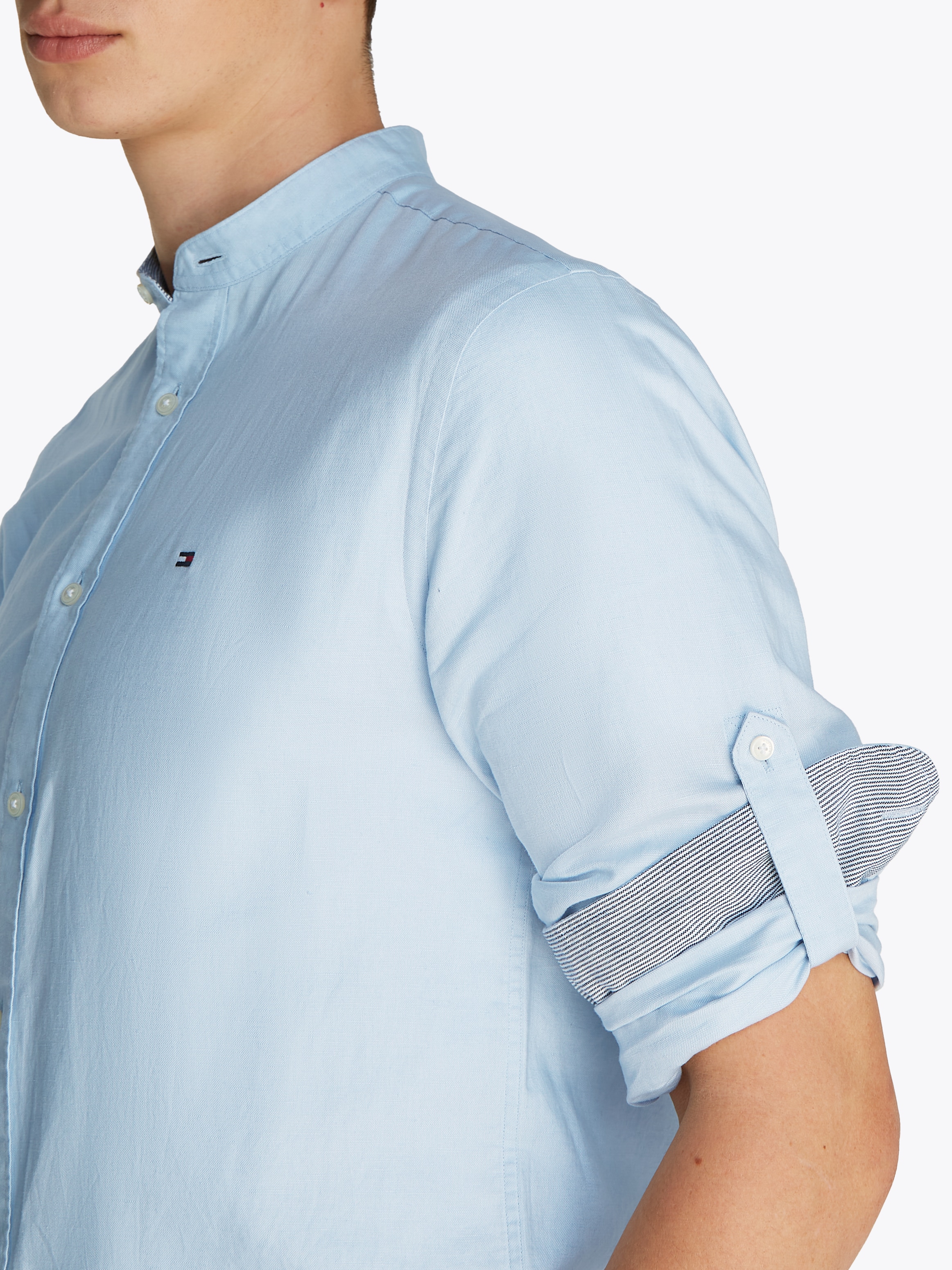 Tommy Hilfiger Langarmhemd "LINEN BLEND MAO COLLAR SHIRT" günstig online kaufen