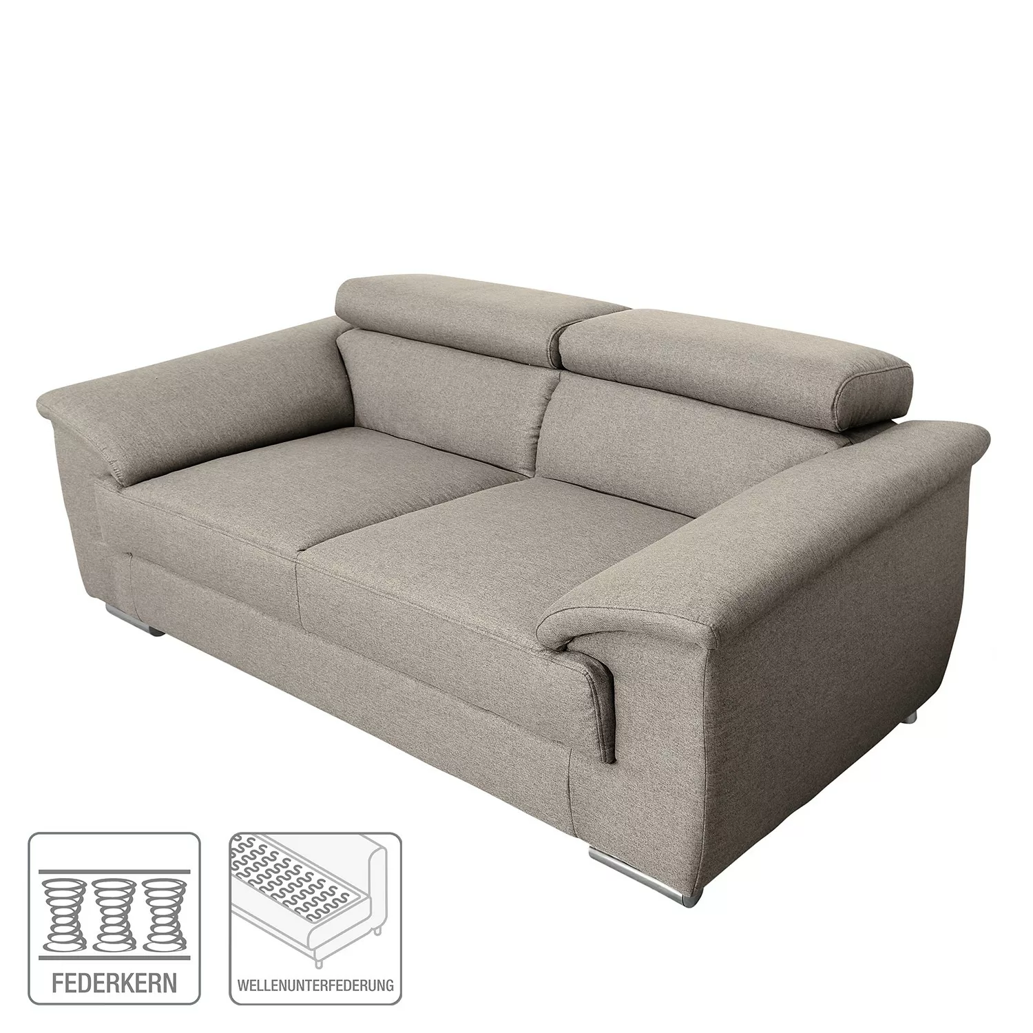 home24 Modoform Sofa Swaine 3-Sitzer Granit Webstoff 213x78x100 cm günstig online kaufen