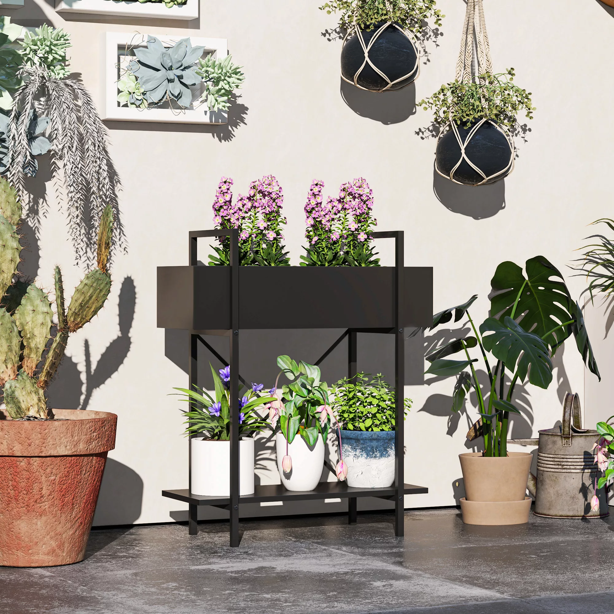 Outsunny 2-Etagen Pflanzenständer, Blumenständer für Innen Außen, Pflanzenr günstig online kaufen