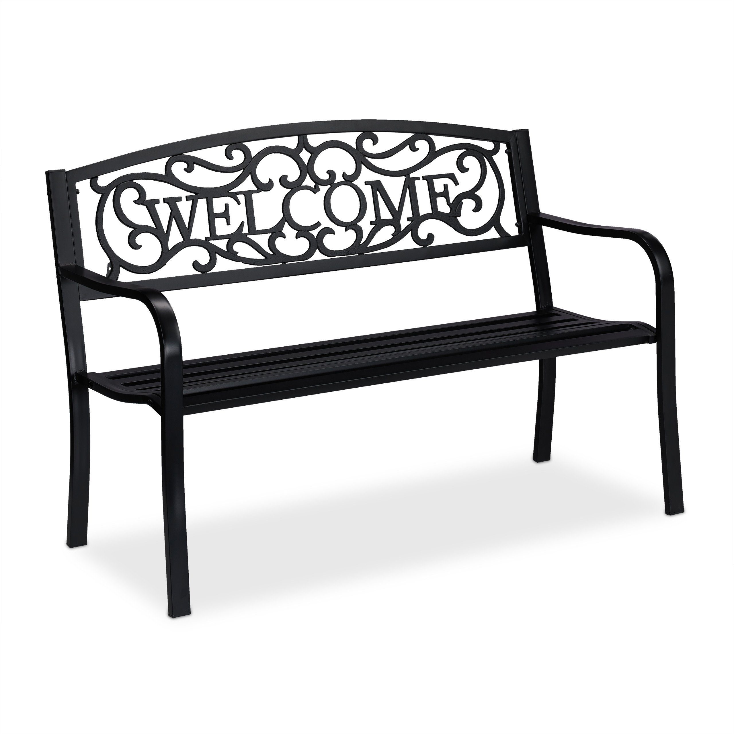 relaxdays Gartenbank Metall Welcome günstig online kaufen