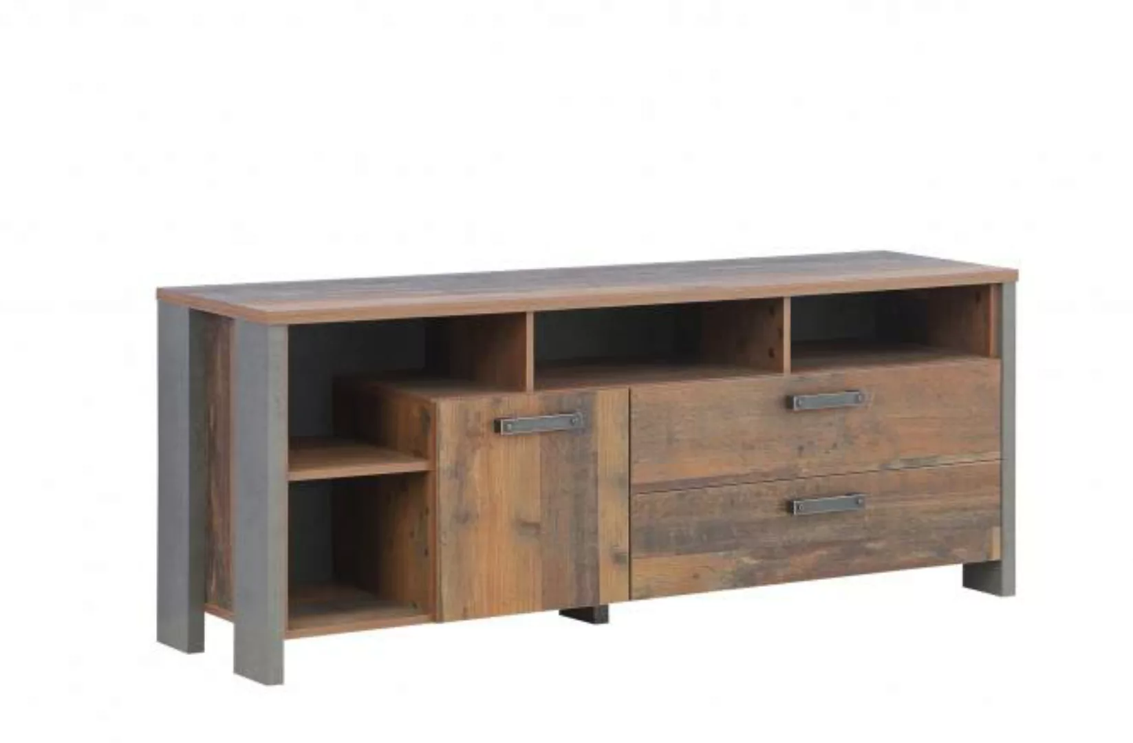 TV-Unterschrank 160 cm CLIF von Forte Old-Wood Vintage / Beton günstig online kaufen