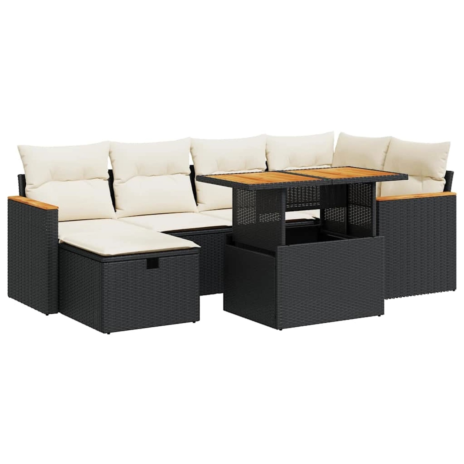 vidaXL 8-Tlg Garten-Sofagarnitur mit Kissen Schwarz Poly Rattan 3328113 günstig online kaufen