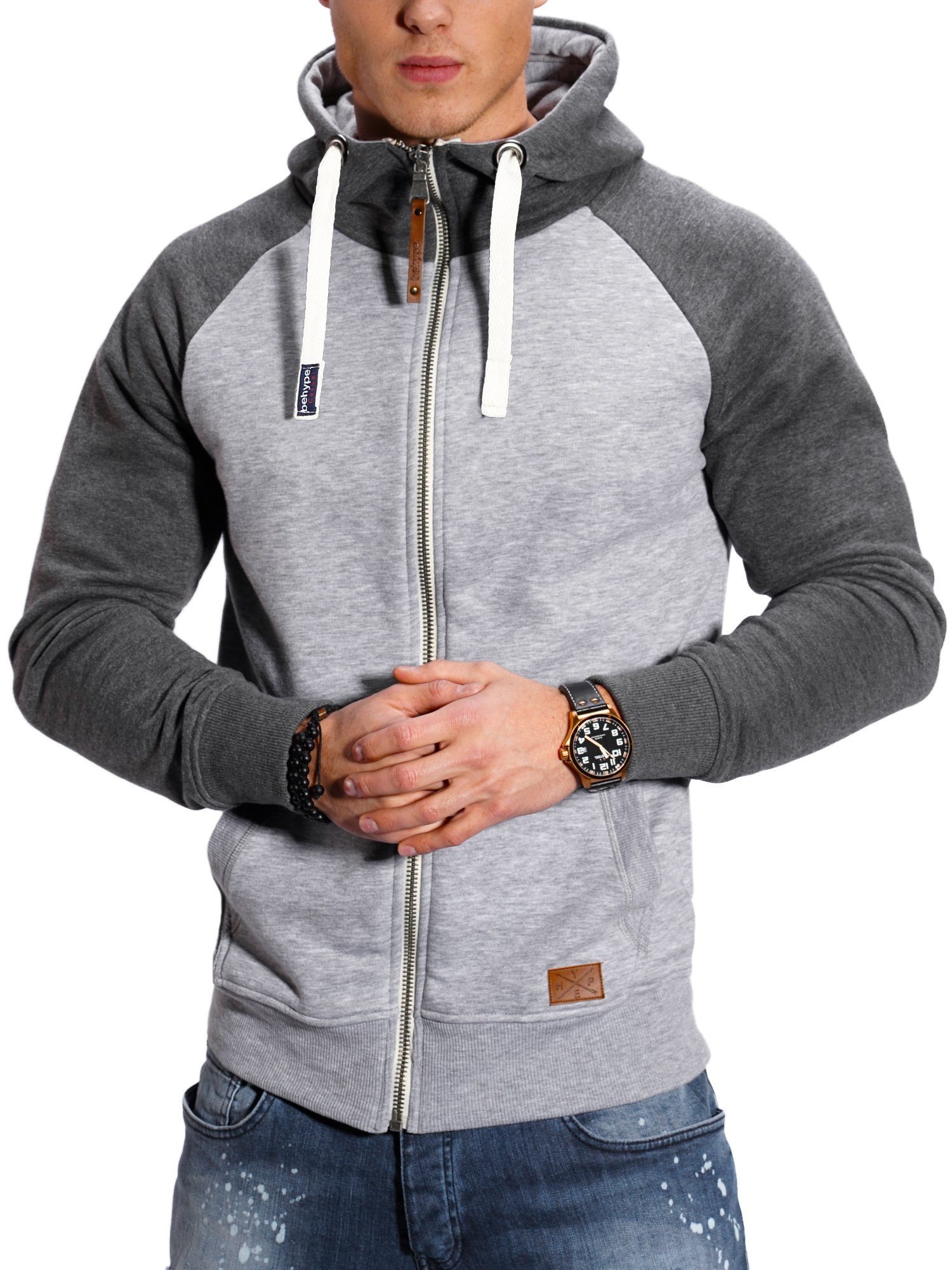 behype Kapuzensweatjacke BHSILA im Color-Block Stil günstig online kaufen
