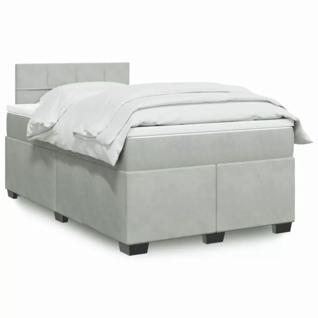 vidaXL Boxspringbett mit Matratze Hellgrau 120x200 cm Samt2099140 günstig online kaufen