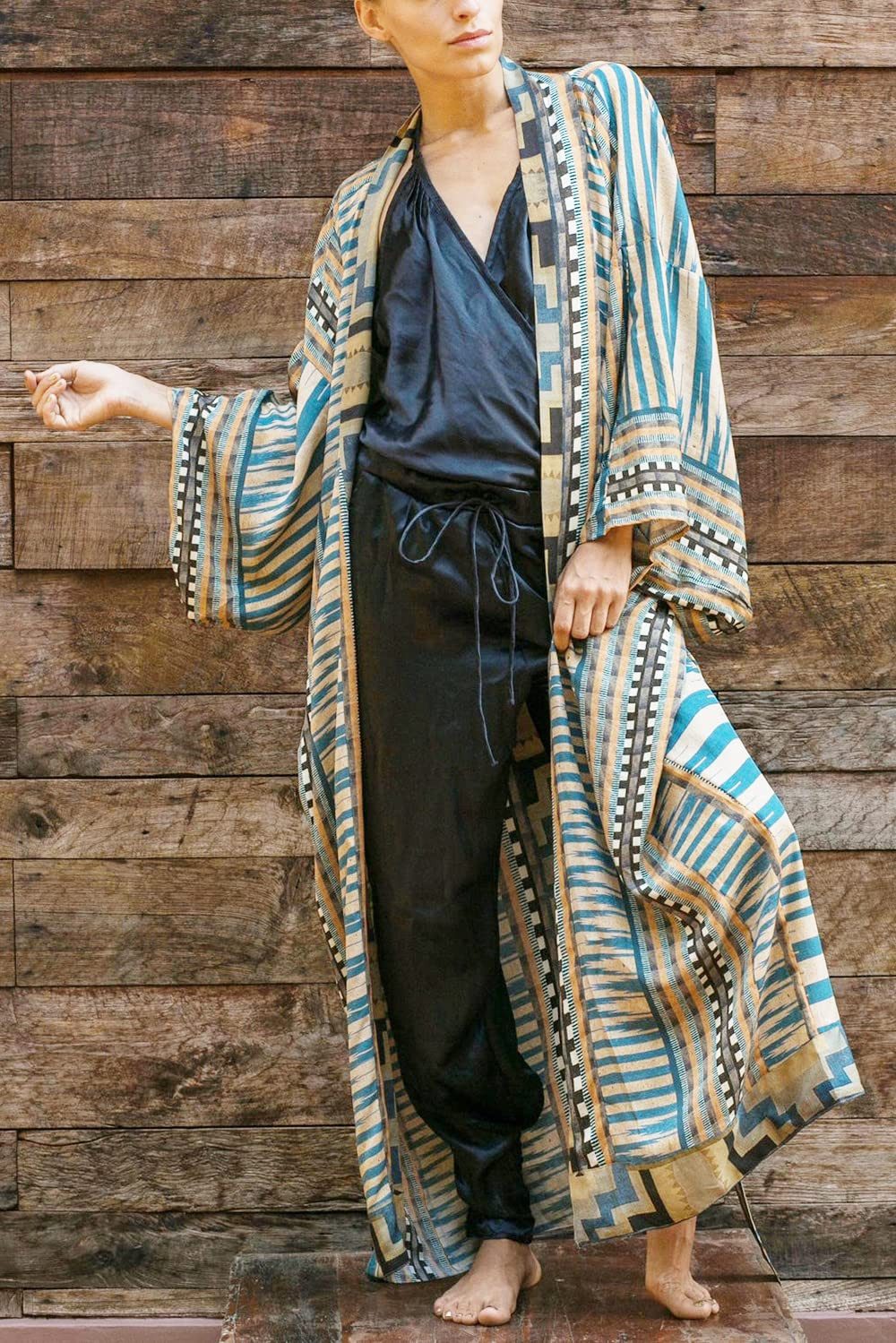 RWEUOQ Kimono Böhmische Kimono-Langarm-Strickjacke Strand Badeanzug, günstig online kaufen