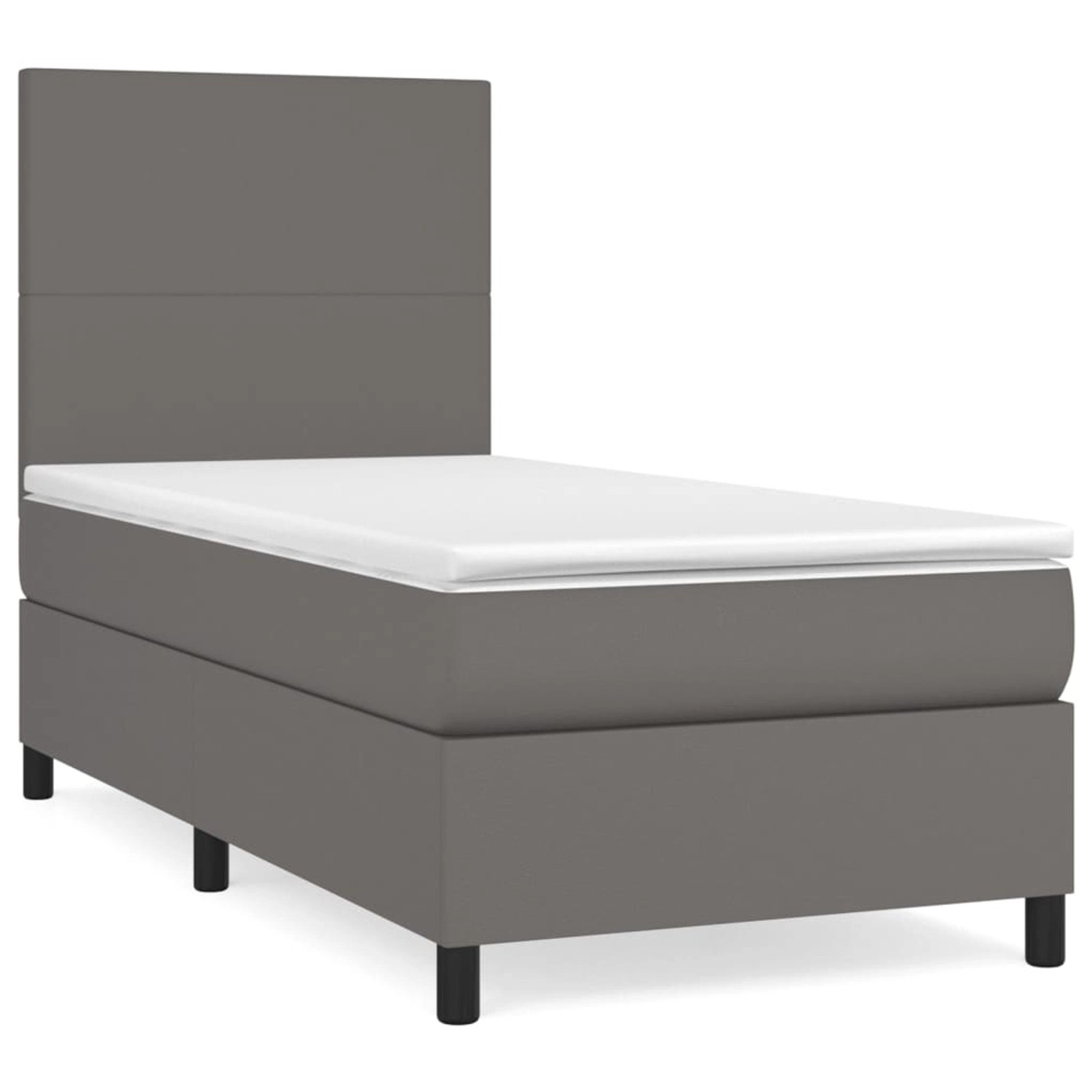 vidaXL Boxspringbett mit Matratze & LED Grau 100x200 cm Kunstleder1467735 günstig online kaufen